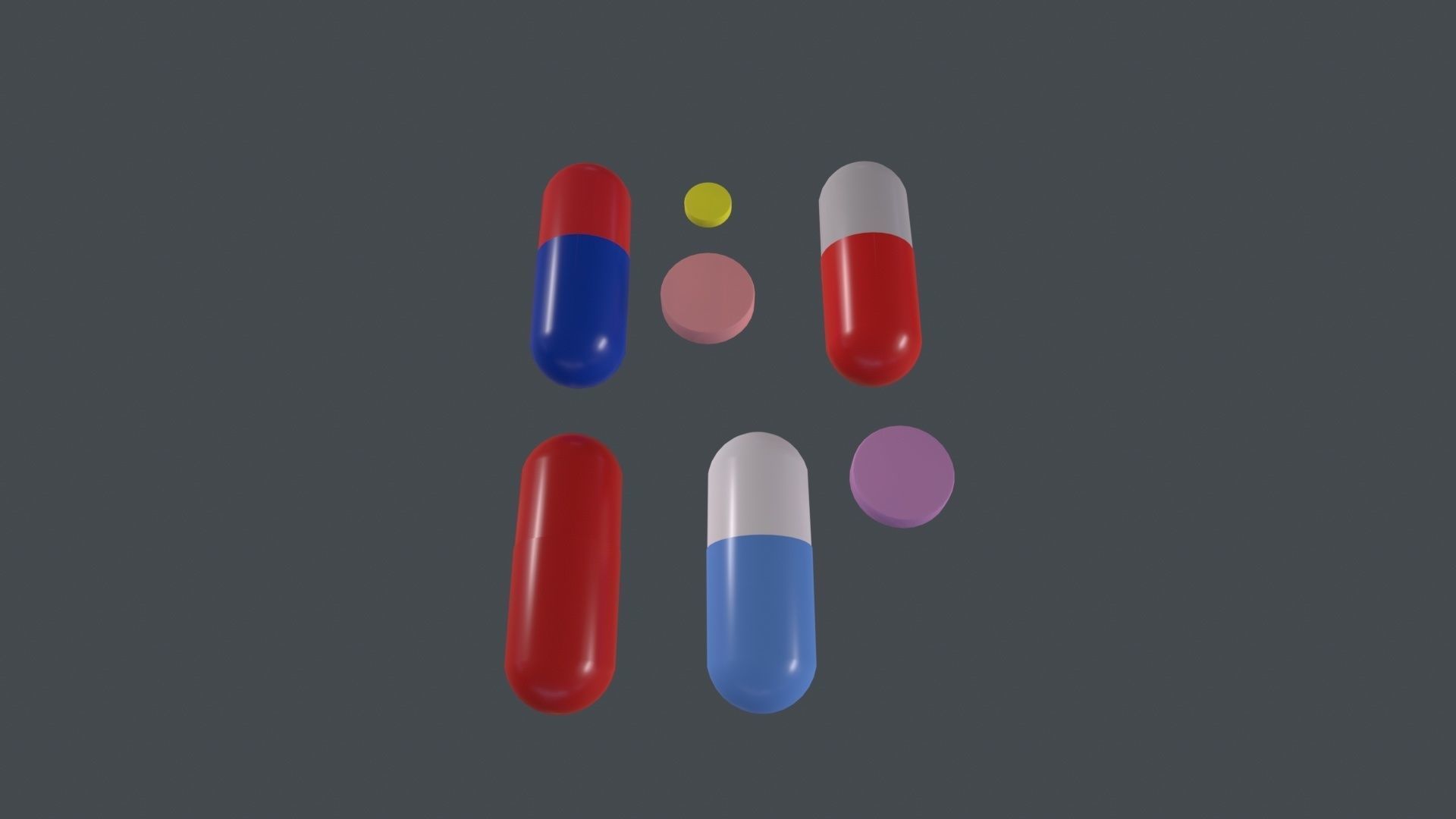 Pill 3D Model different colored pills Low-poly 3D model_4