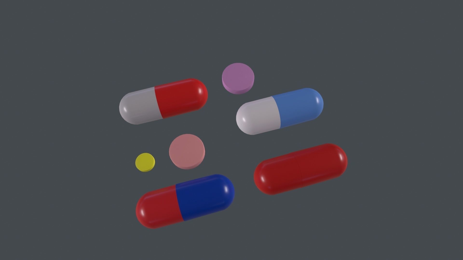 Pill 3D Model different colored pills Low-poly 3D model_2