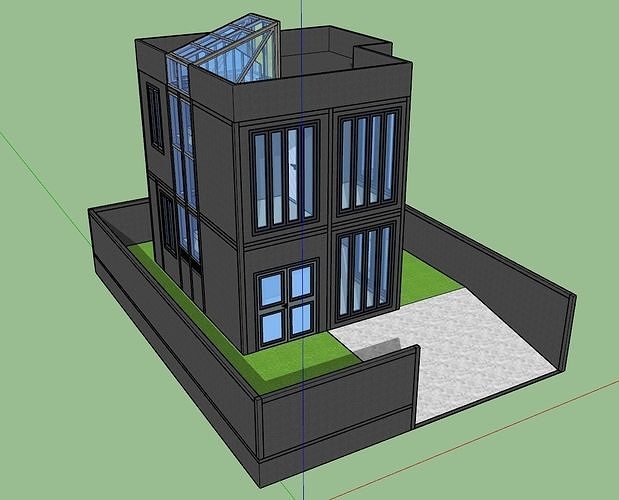 2 Story Modern Minimalist House with Rooftop 3D model