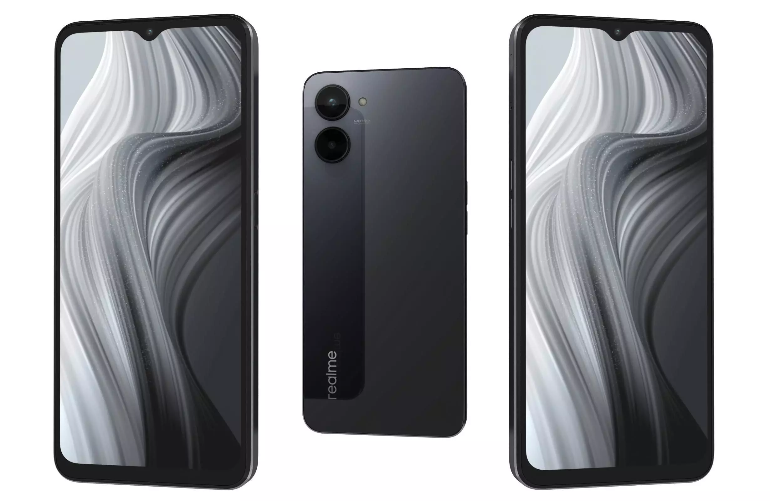 Realme V20 Black Low-poly 3D model