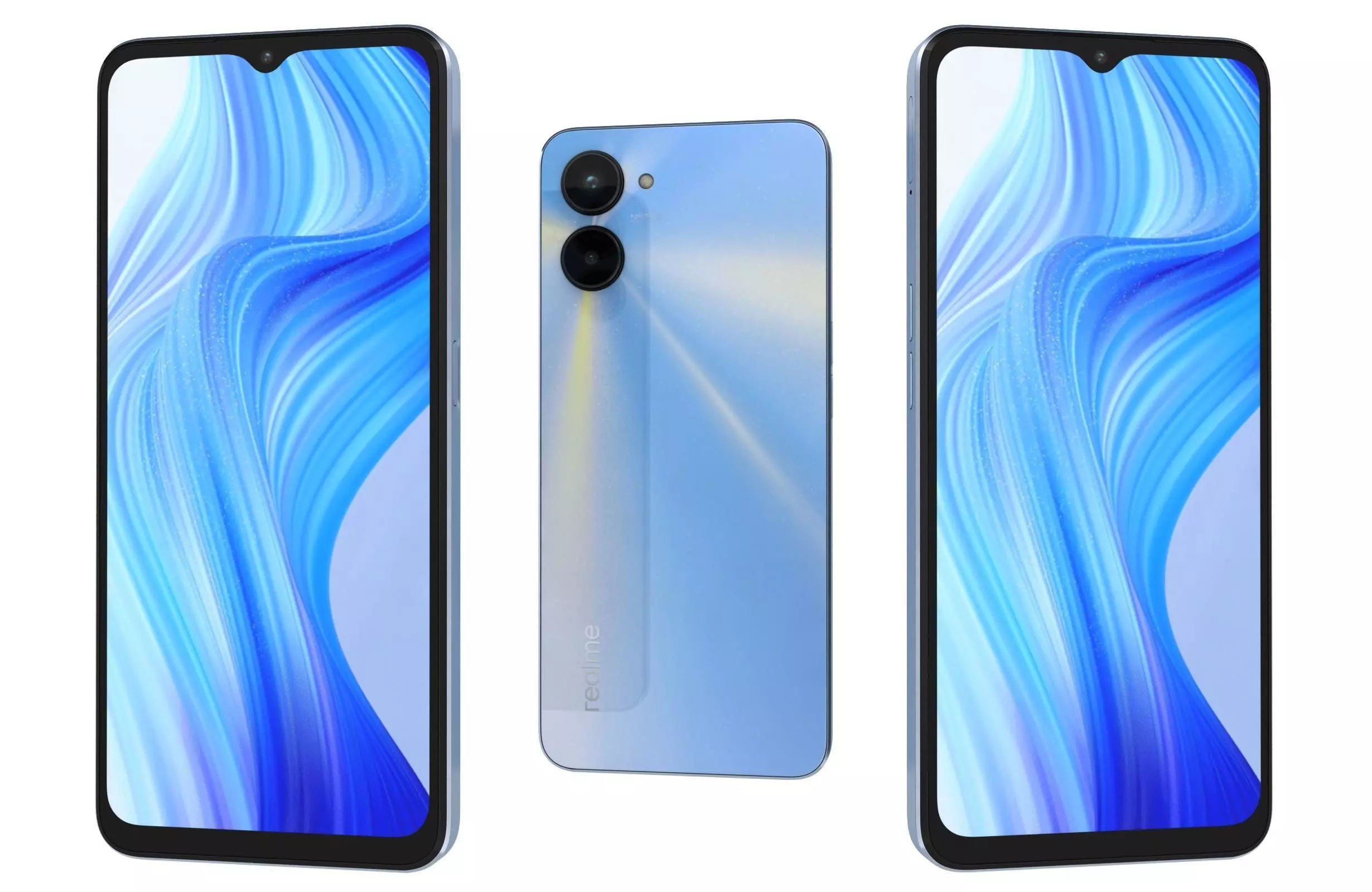 Realme V20 Blue Low-poly 3D model