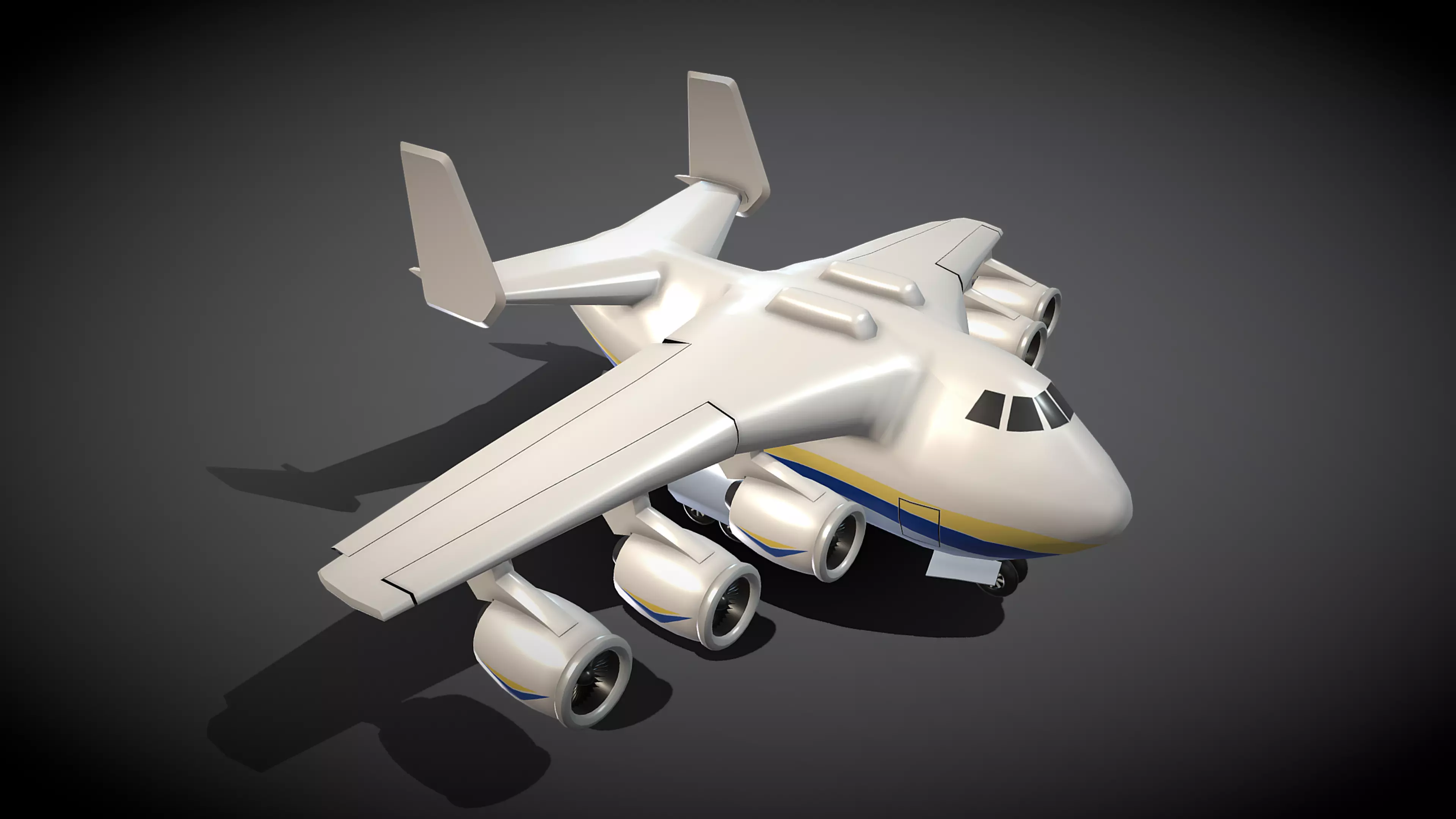 Cartoon Antonov An-225 Mriya Low-poly 3D model