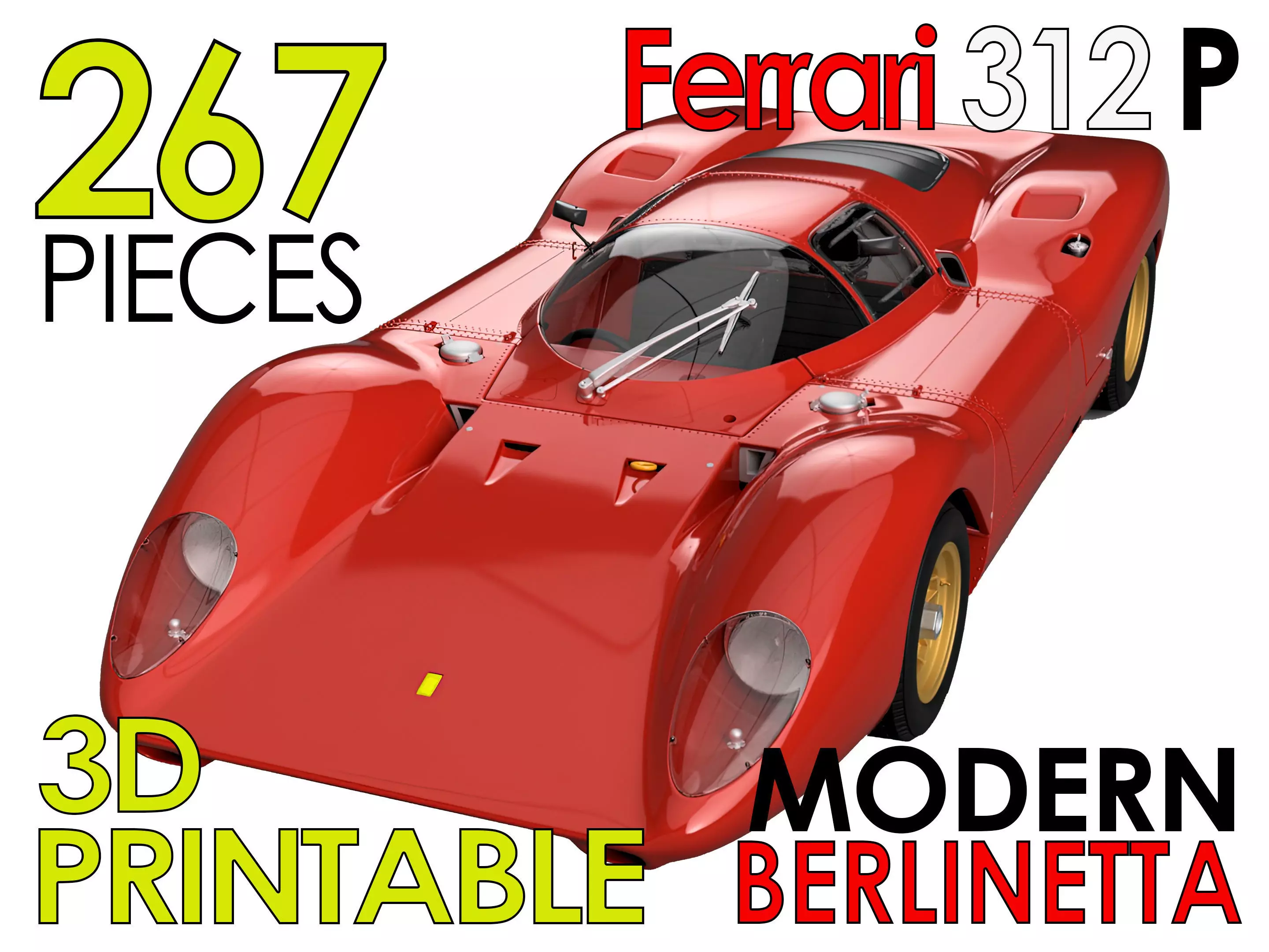 Ferrari 312P Berlinetta Modern - Car Kit 3D print model_0