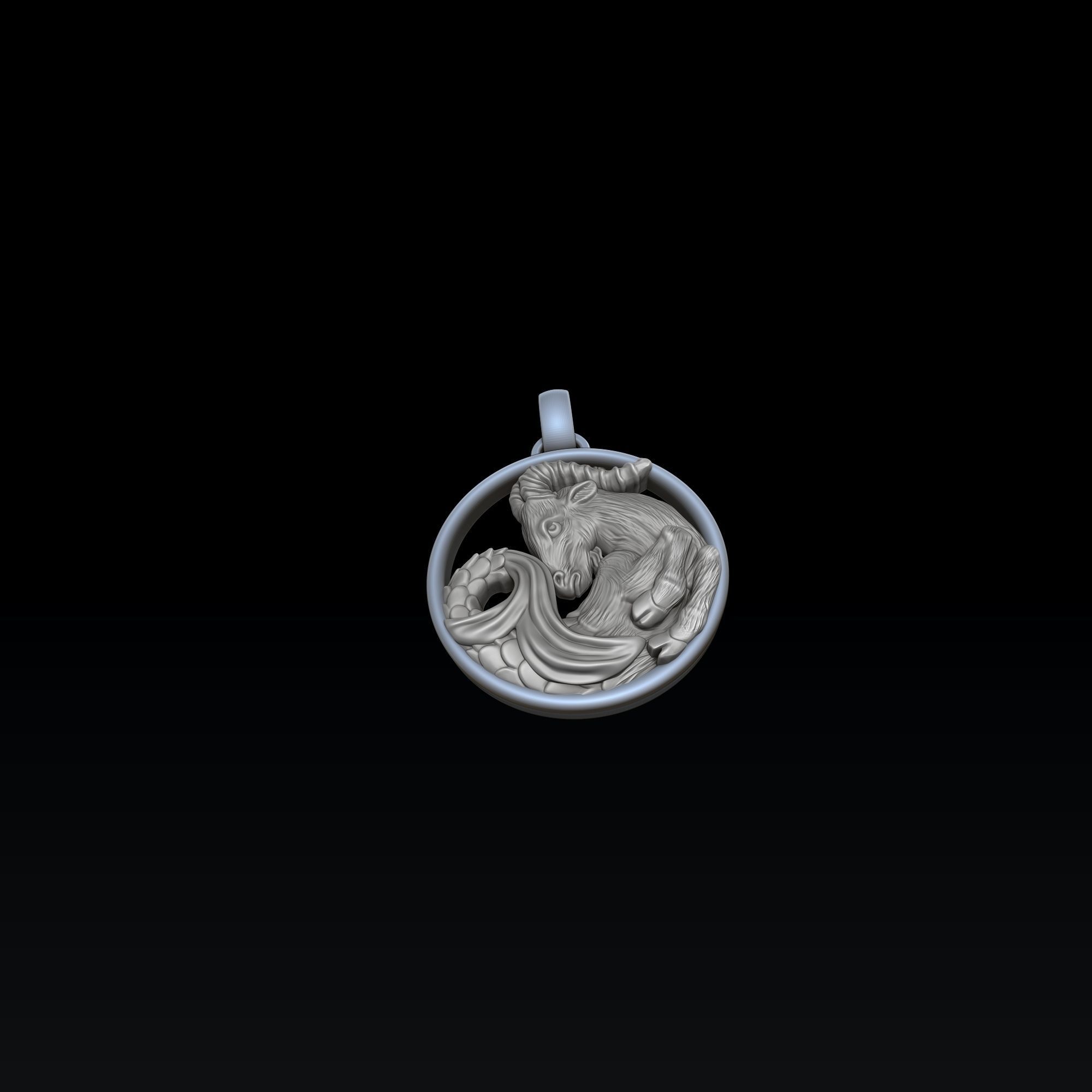 Zodiac Horoscope Capricorn Pendant 3D print model_4