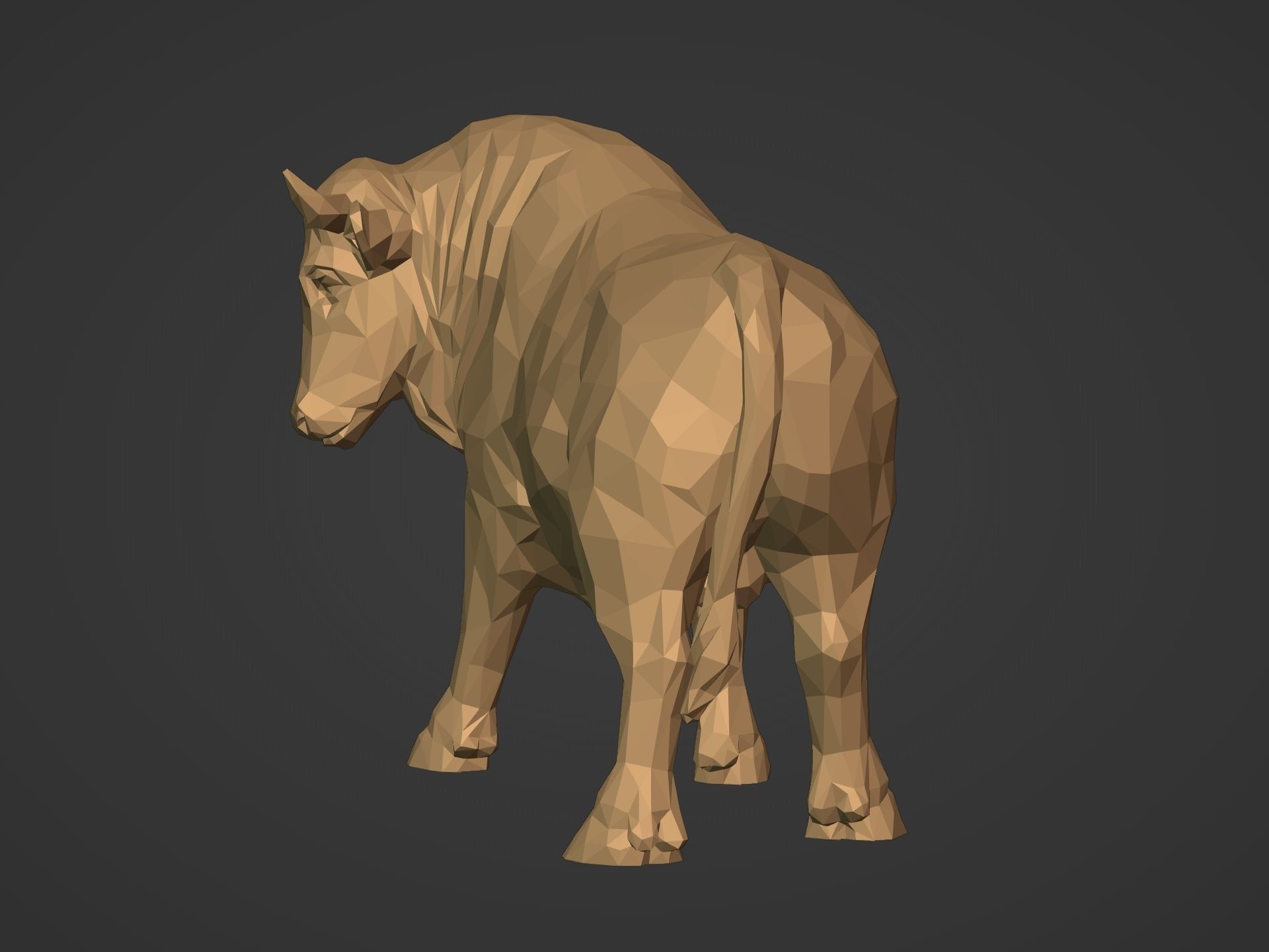 Polygonal Bull Statue 3D print model_16