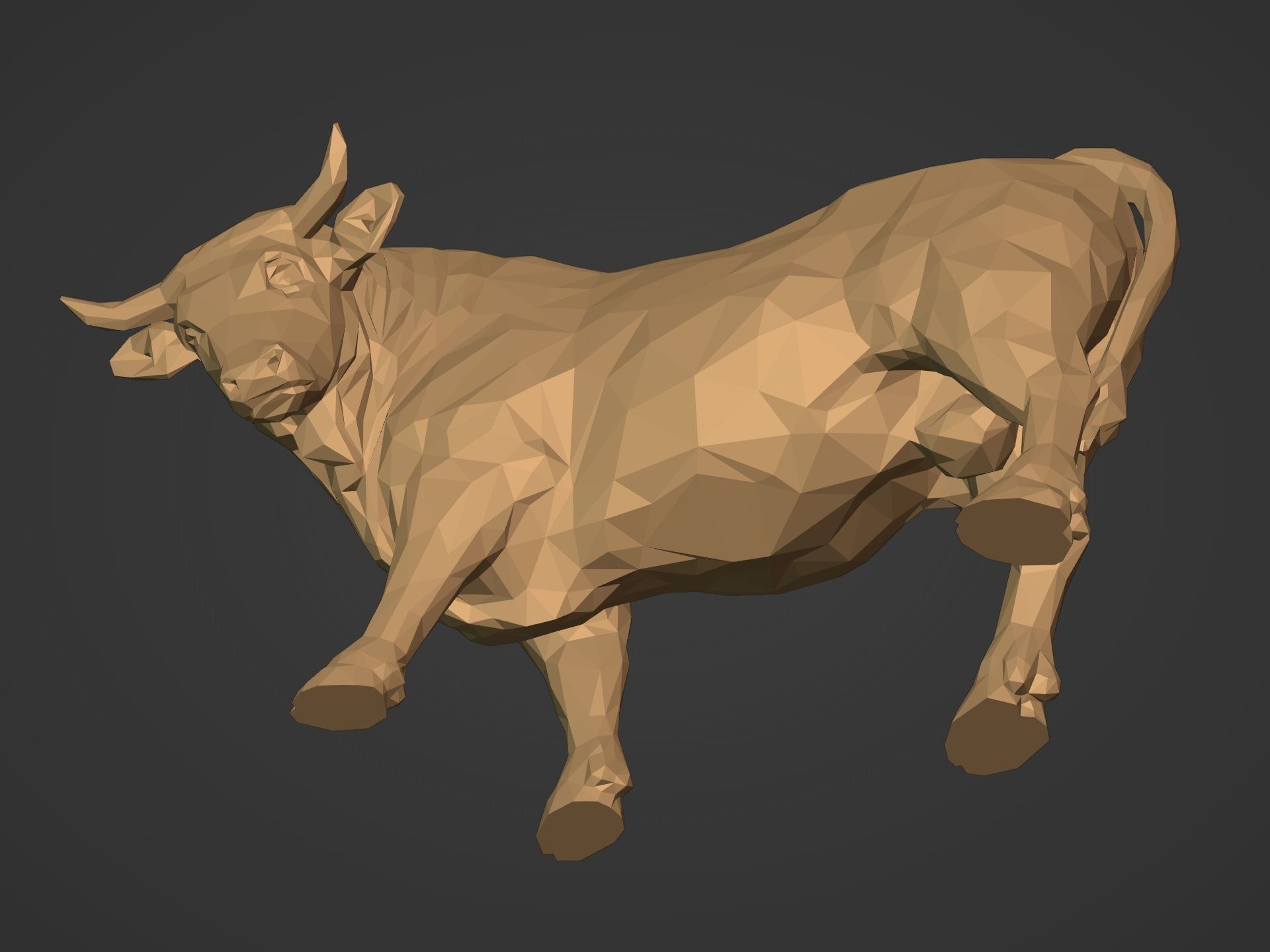 Polygonal Bull Statue 3D print model_18