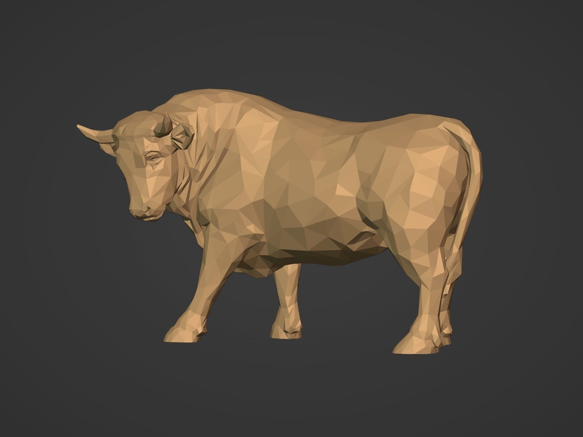 Polygonal Bull Statue 3D print model_6