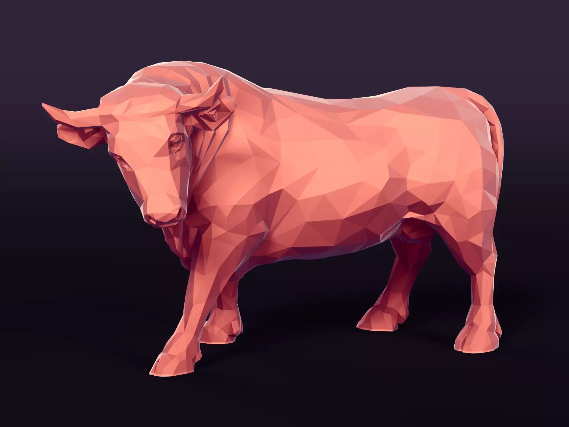 Polygonal Bull Statue 3D print model_0