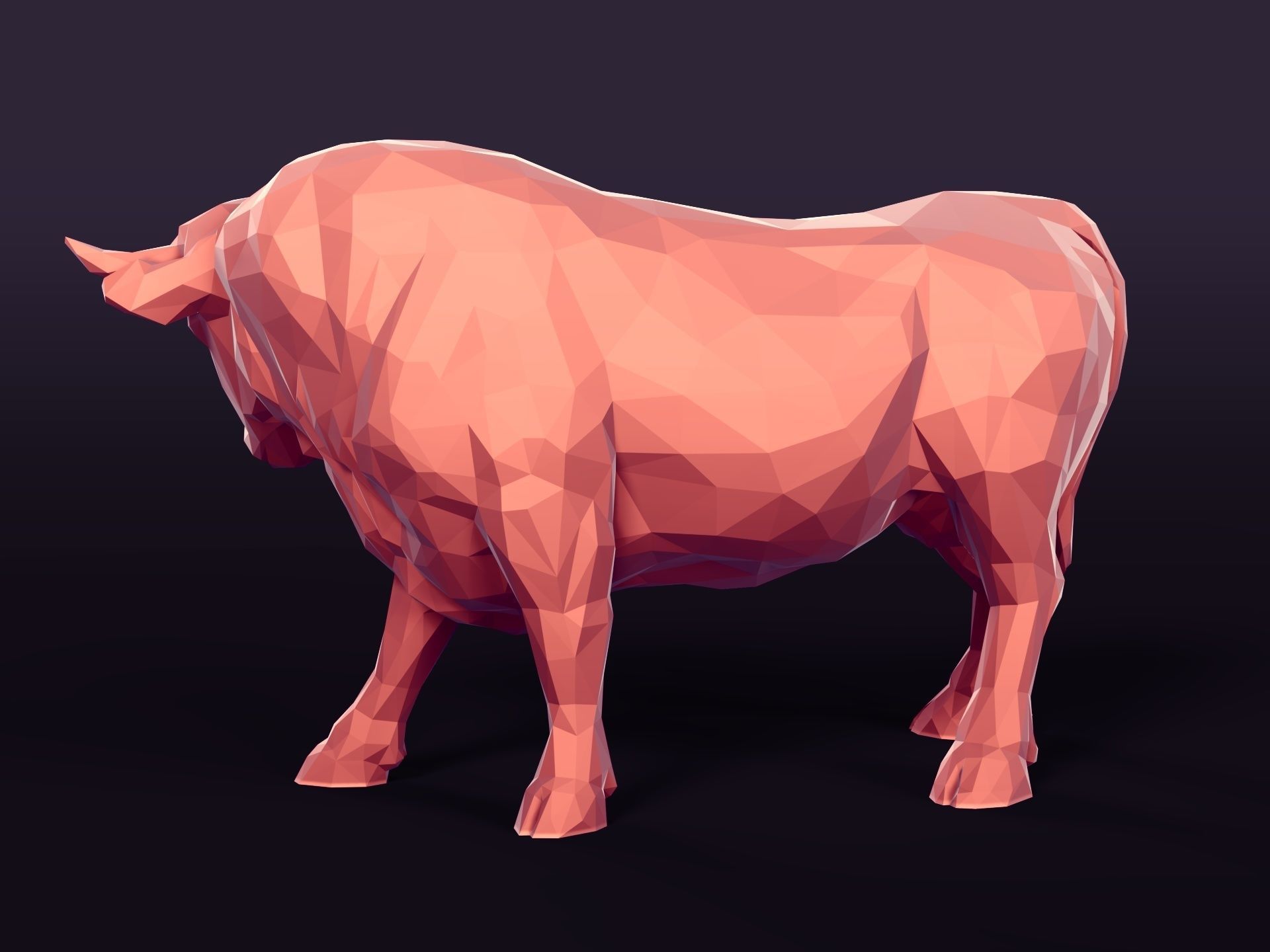 Polygonal Bull Statue 3D print model_1