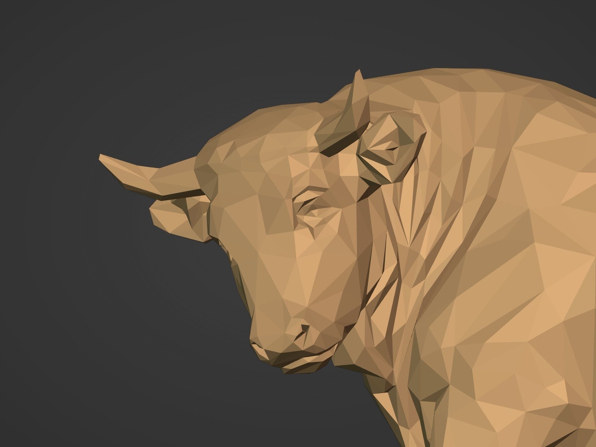 Polygonal Bull Statue 3D print model_12