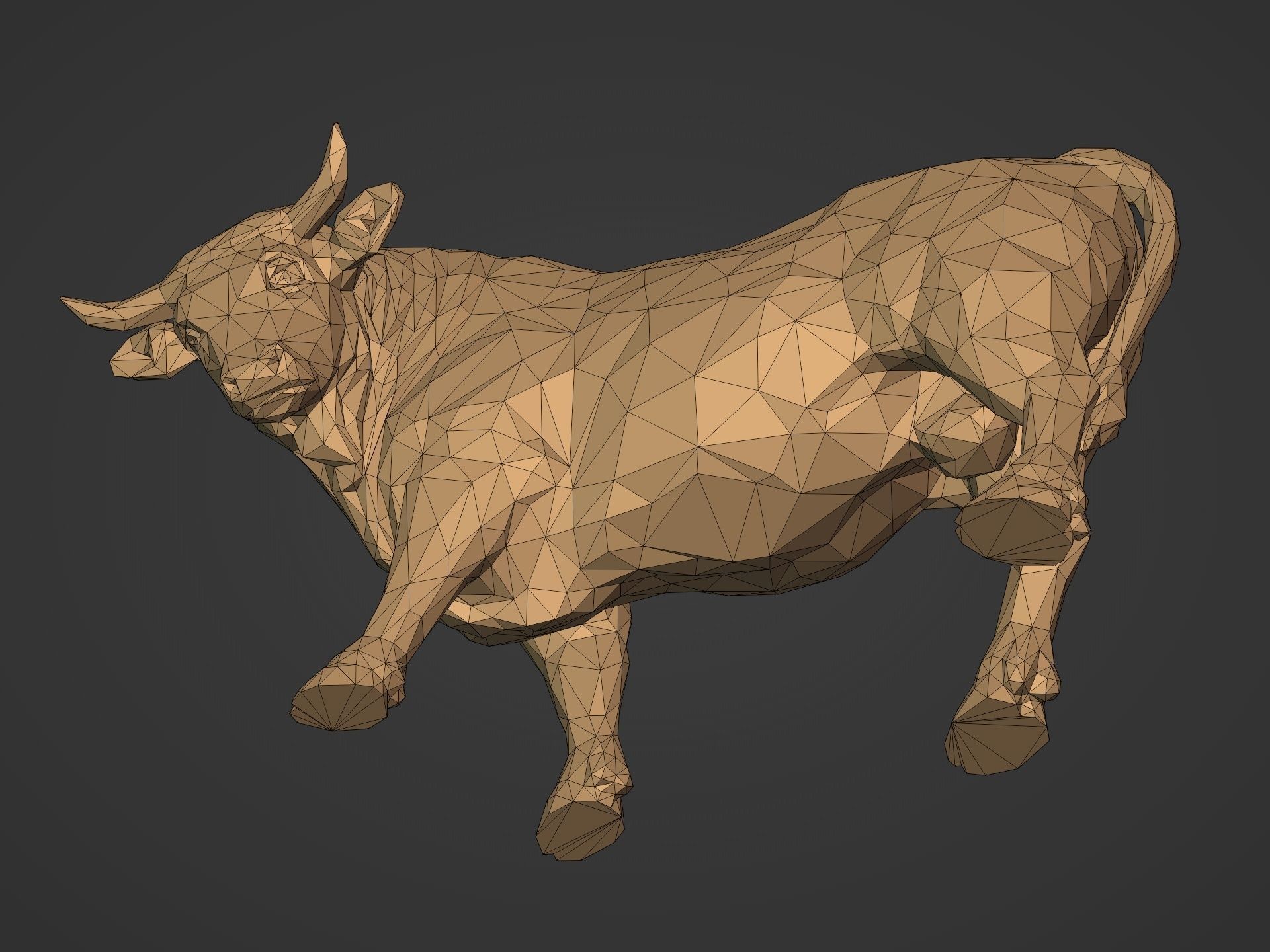 Polygonal Bull Statue 3D print model_19
