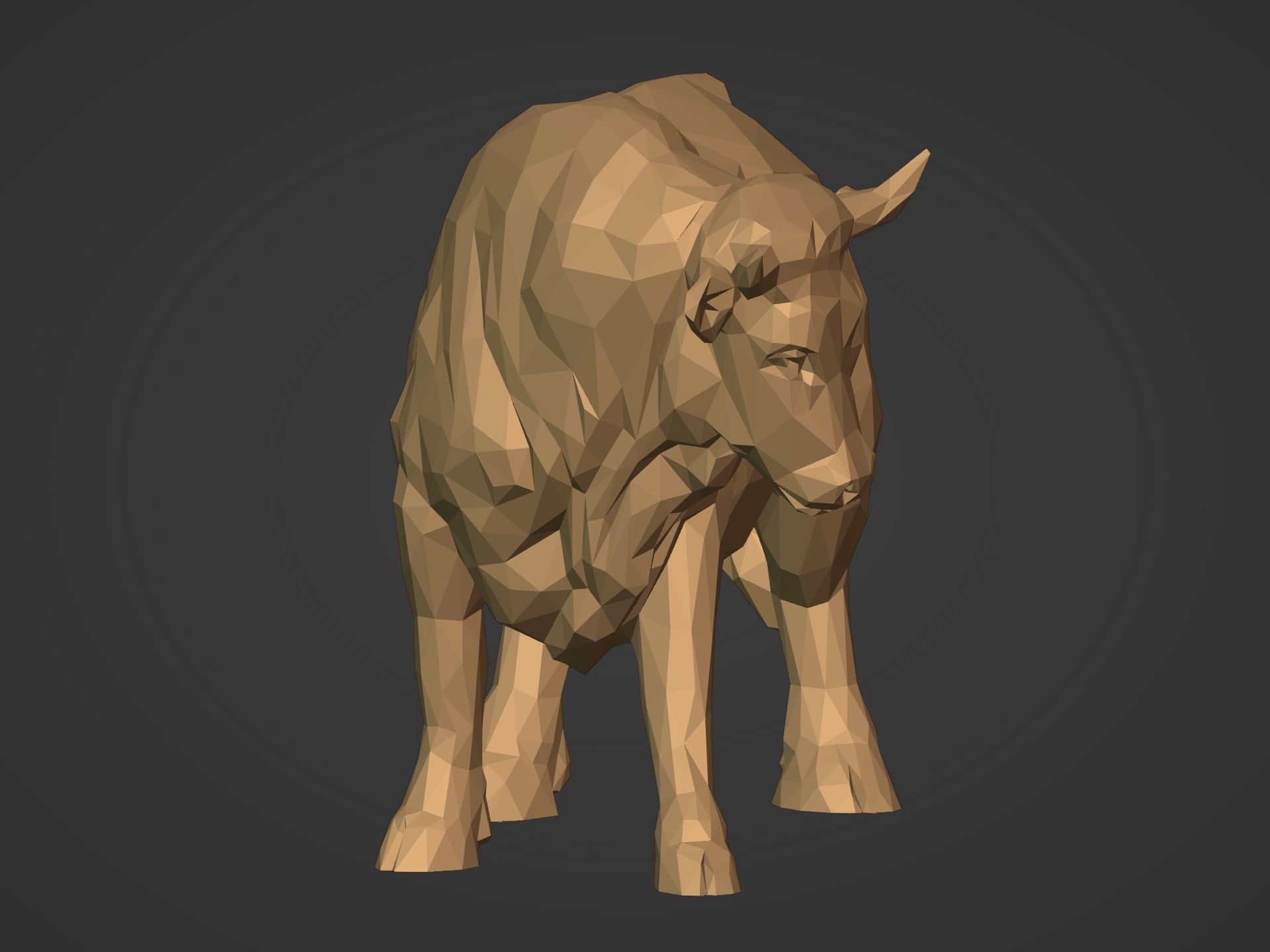 Polygonal Bull Statue 3D print model_10