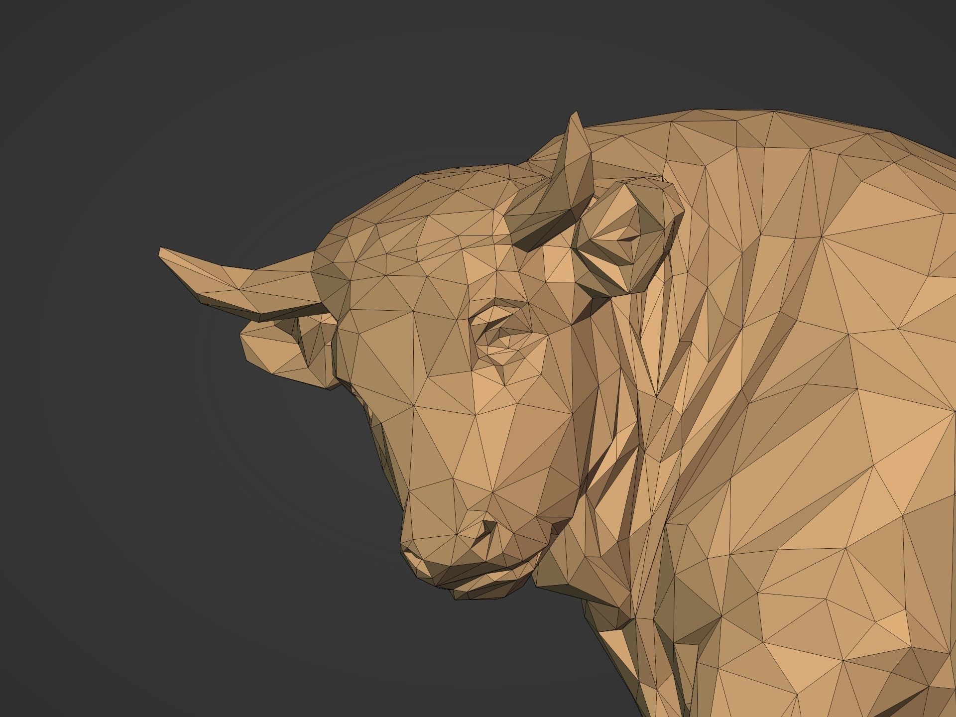 Polygonal Bull Statue 3D print model_13