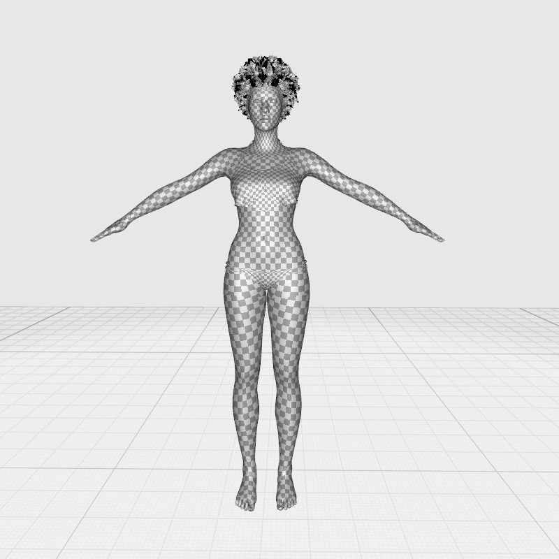 Realistic African Woman afro Low-poly 3D model_31