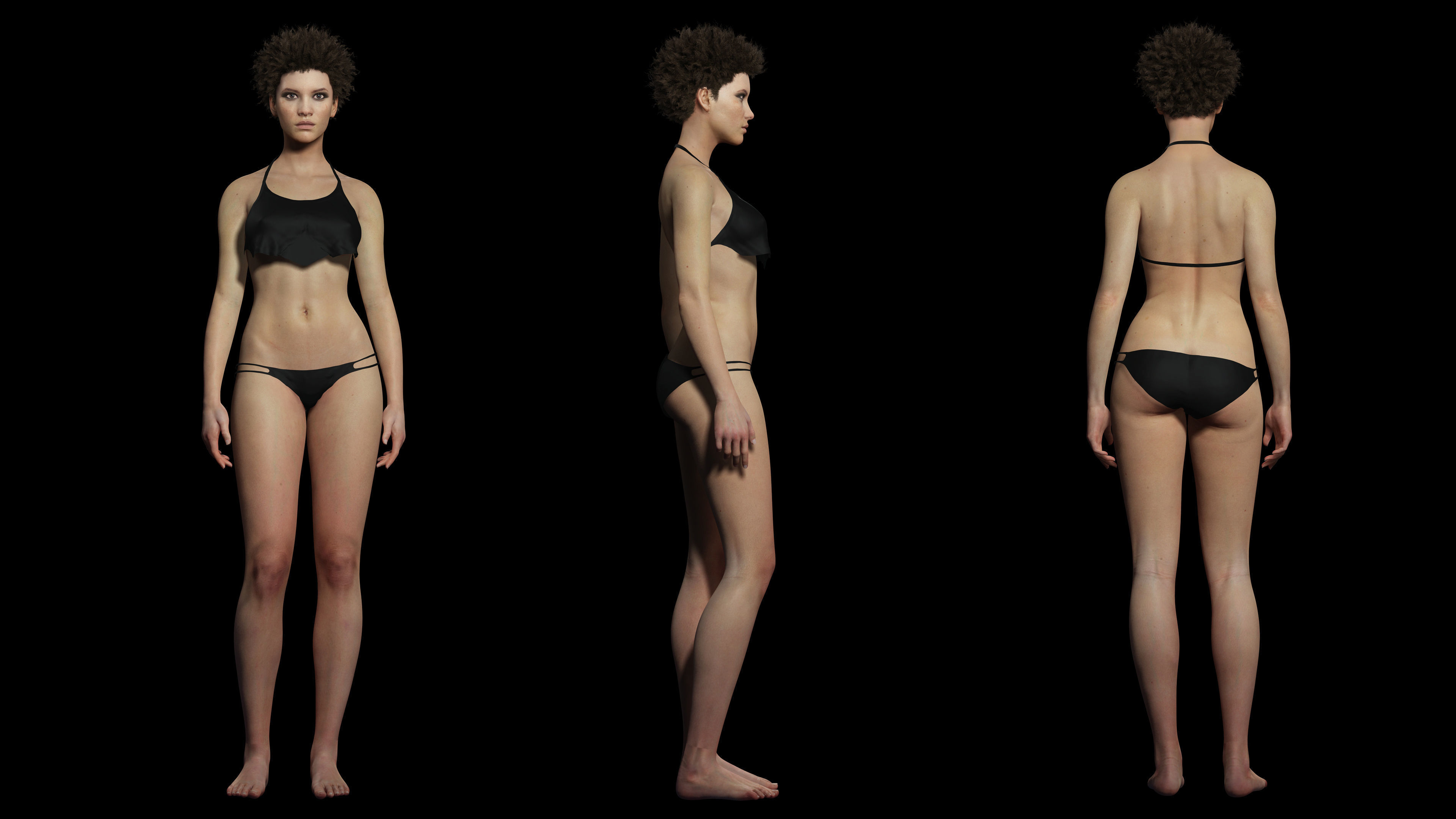 Realistic African Woman afro Low-poly 3D model_1