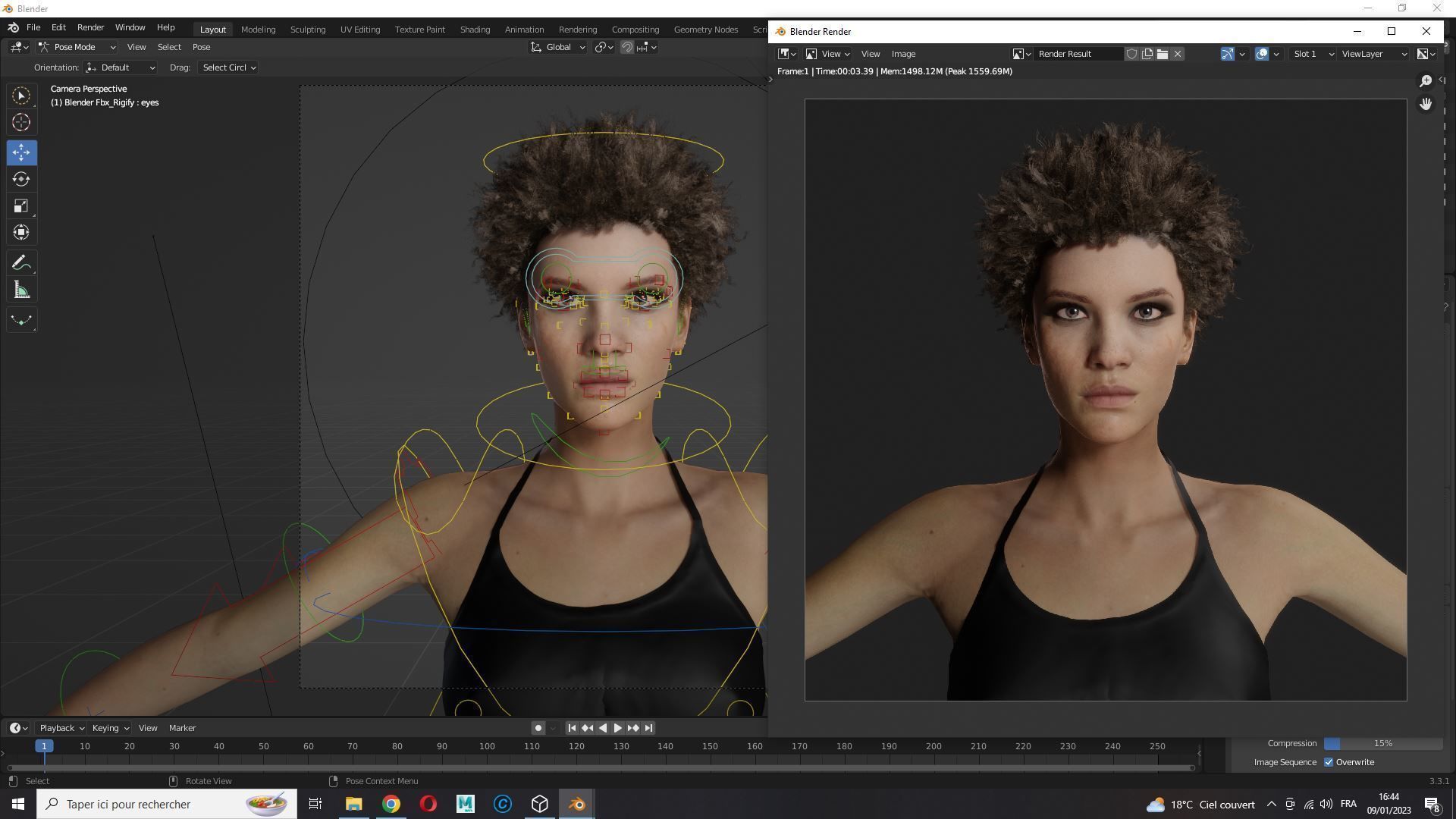 Realistic African Woman afro Low-poly 3D model_16
