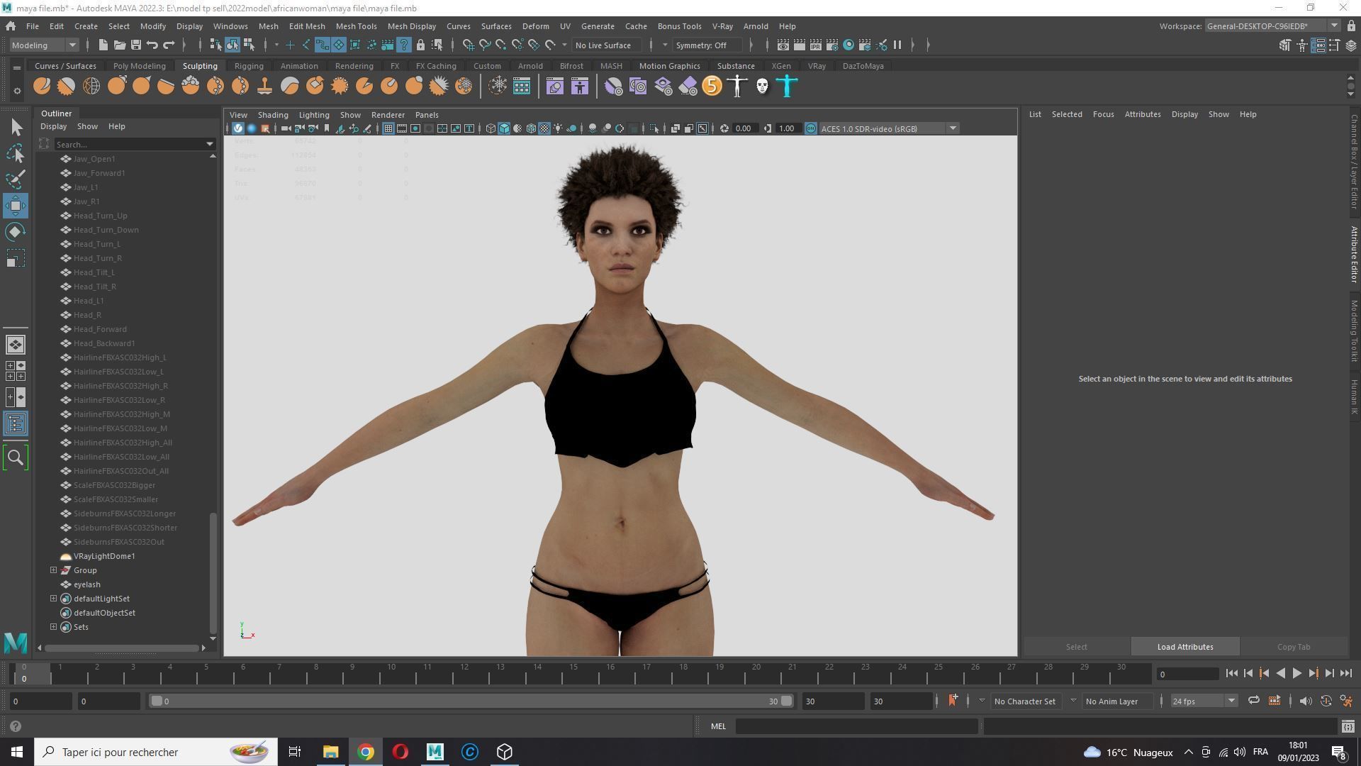 Realistic African Woman afro Low-poly 3D model_20