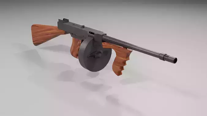 Thompson Submachine Gun Low-poly 3D model