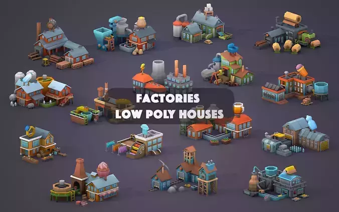 Factories Low Poly Houses