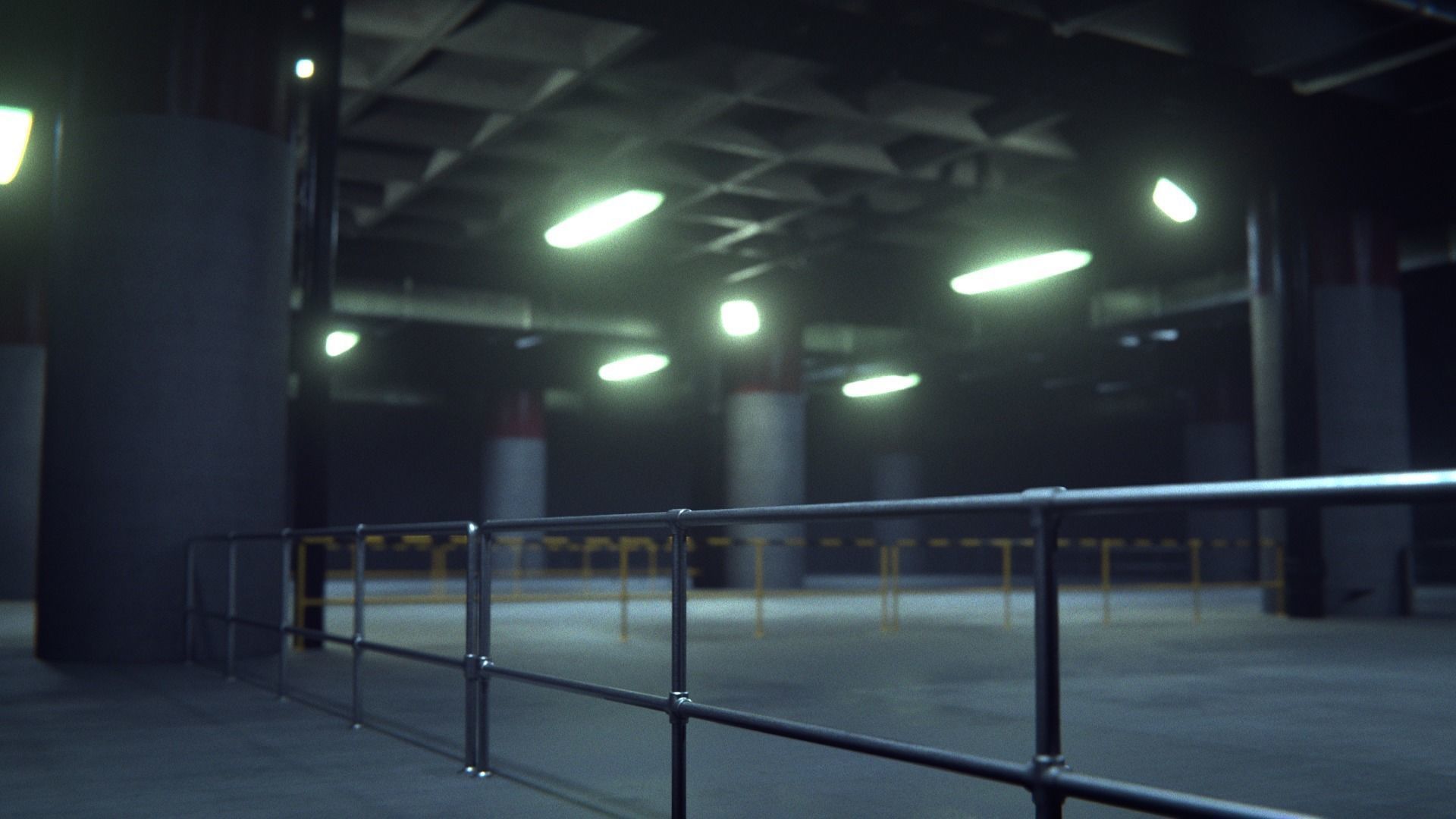 3D Render of Basement Underground Parking Area 3D model_2