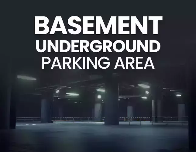 3D Render of Basement Underground Parking Area