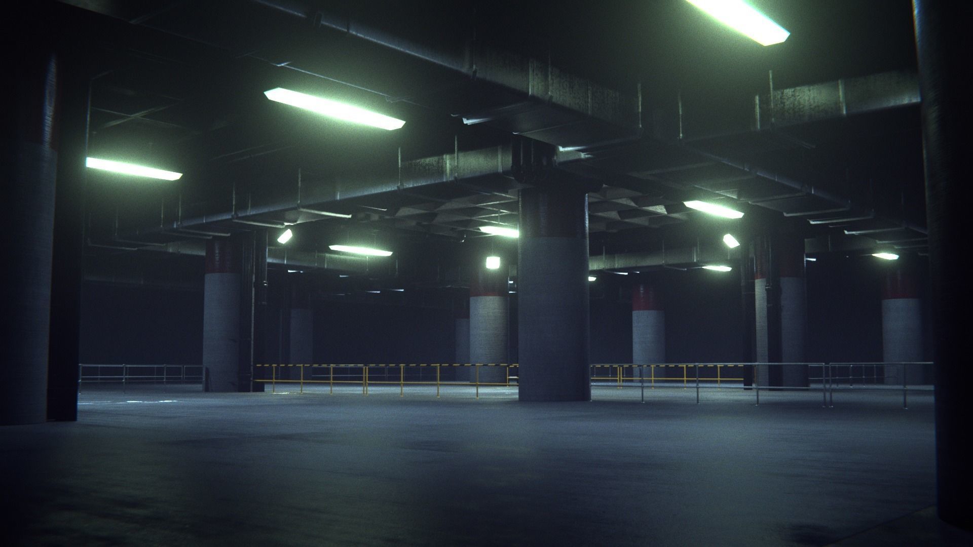 3D Render of Basement Underground Parking Area 3D model_5