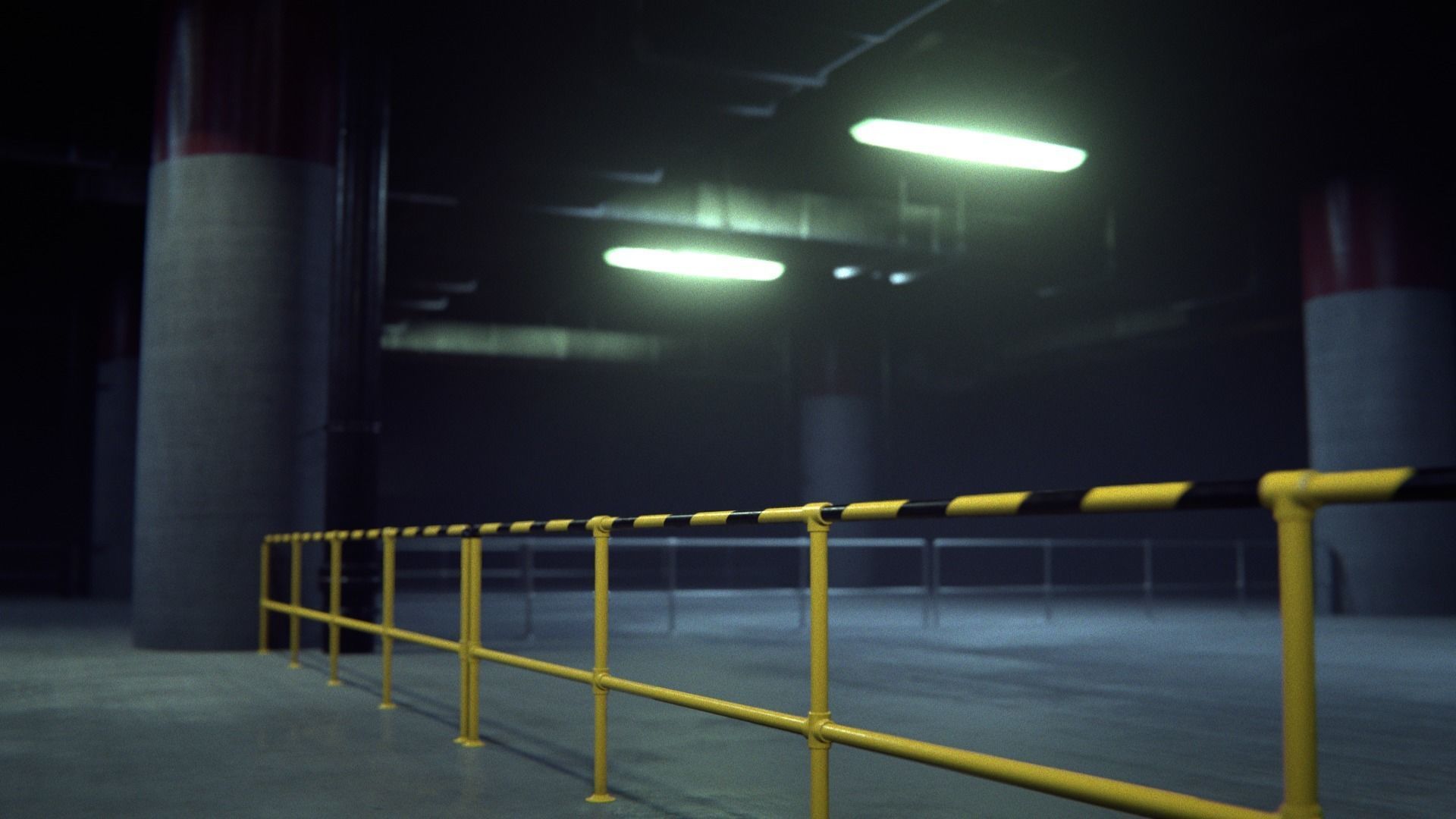 3D Render of Basement Underground Parking Area 3D model_1