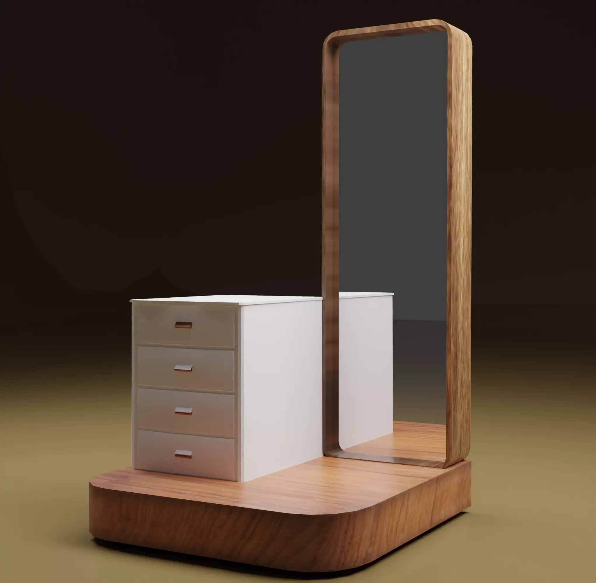Mirror and Side table for game and interior Low-poly 3D model