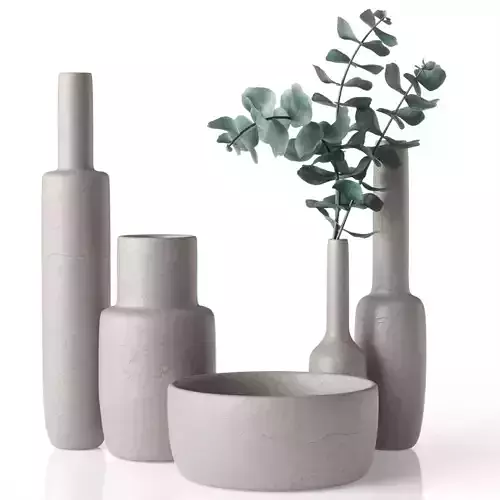 Vases with eucalyptus