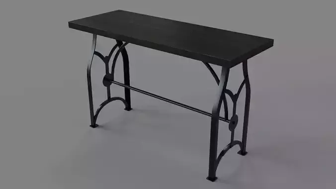 Industrial Metal Brace Sofa Table Black