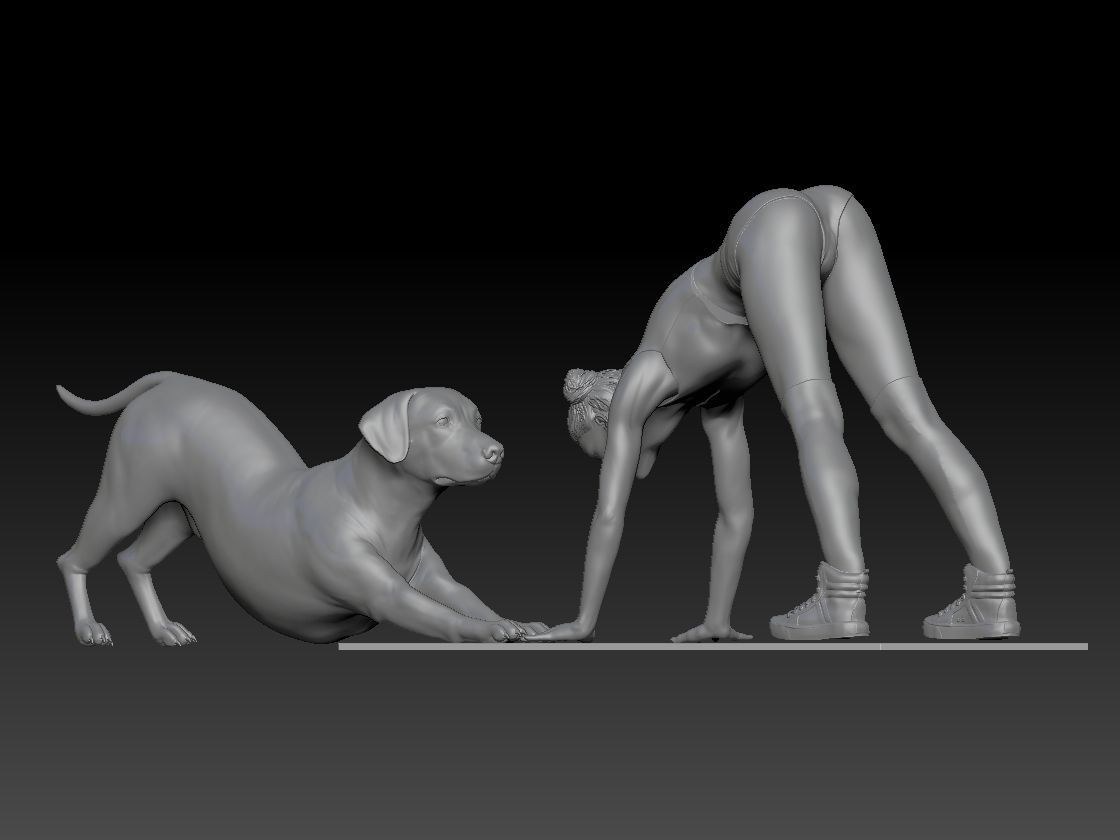 YOGA WITH MY DOG 3D print model_1