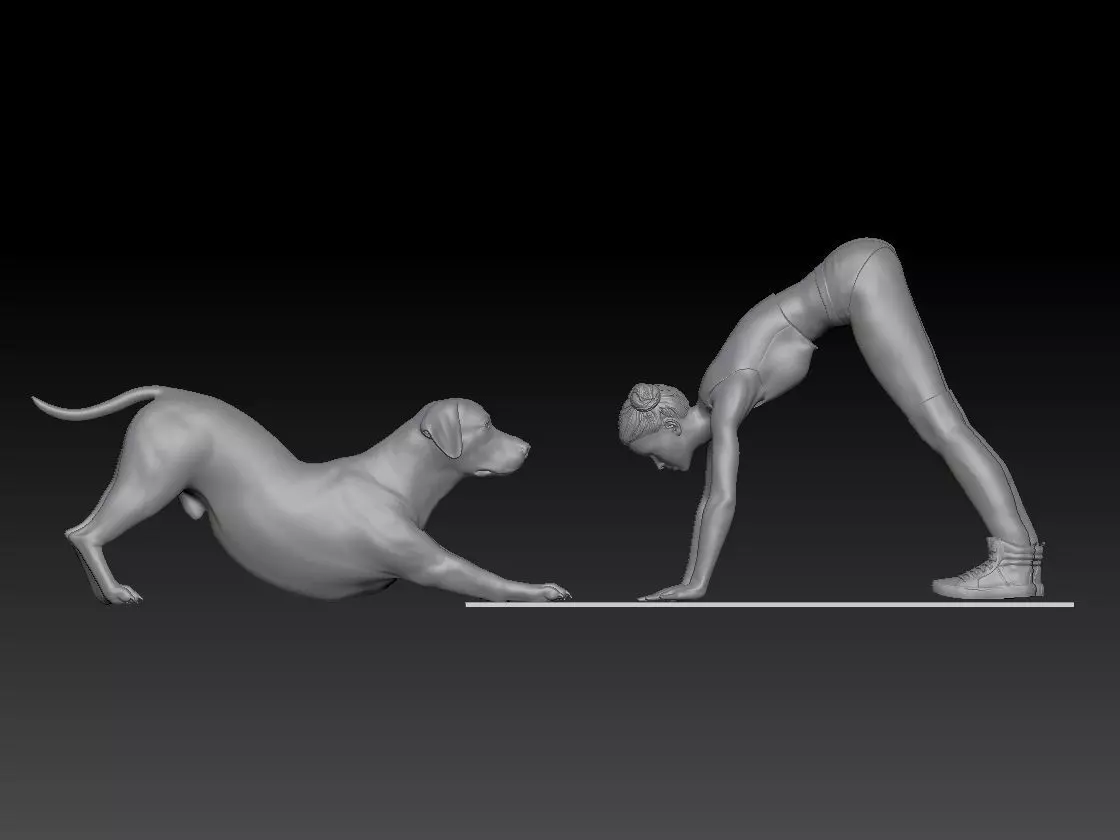 YOGA WITH MY DOG 3D print model_0