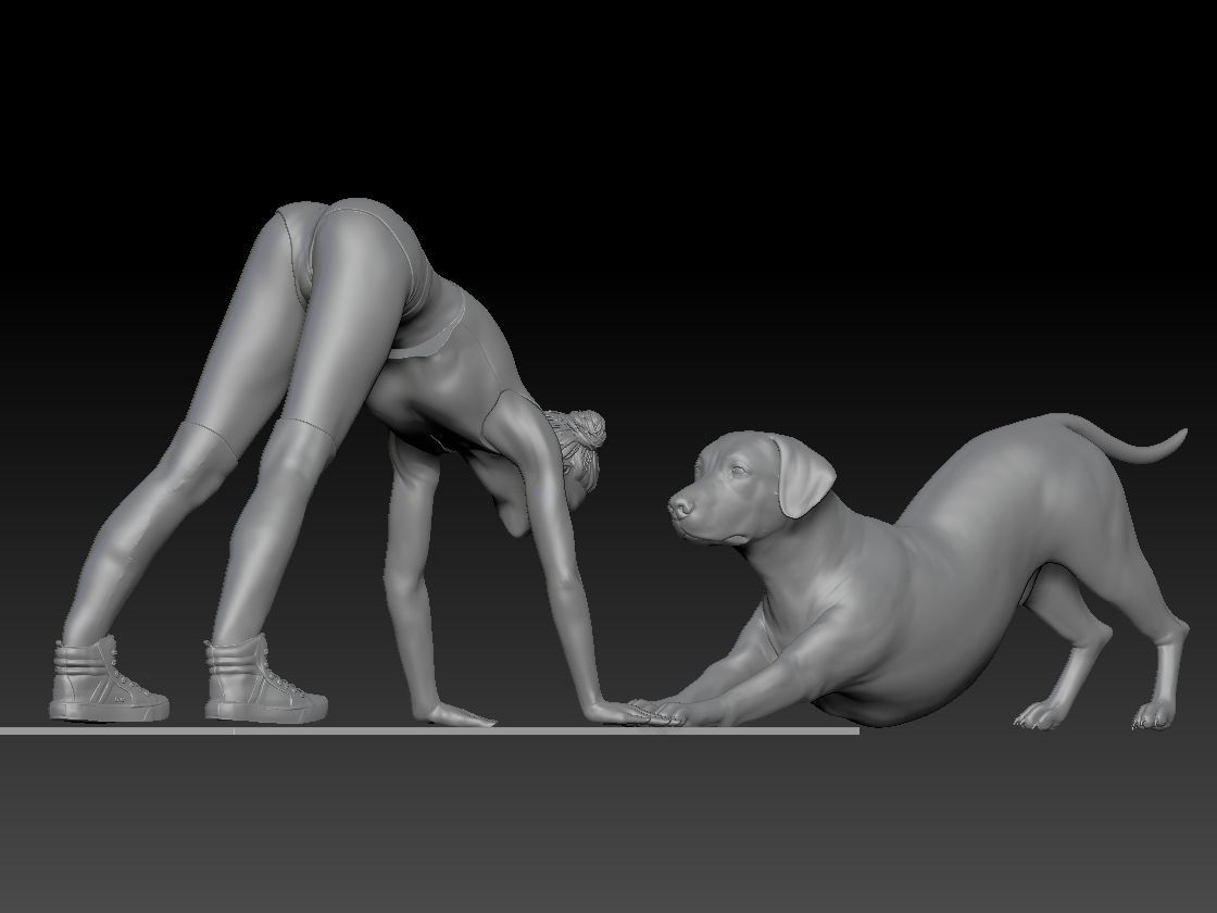 YOGA WITH MY DOG 3D print model_3
