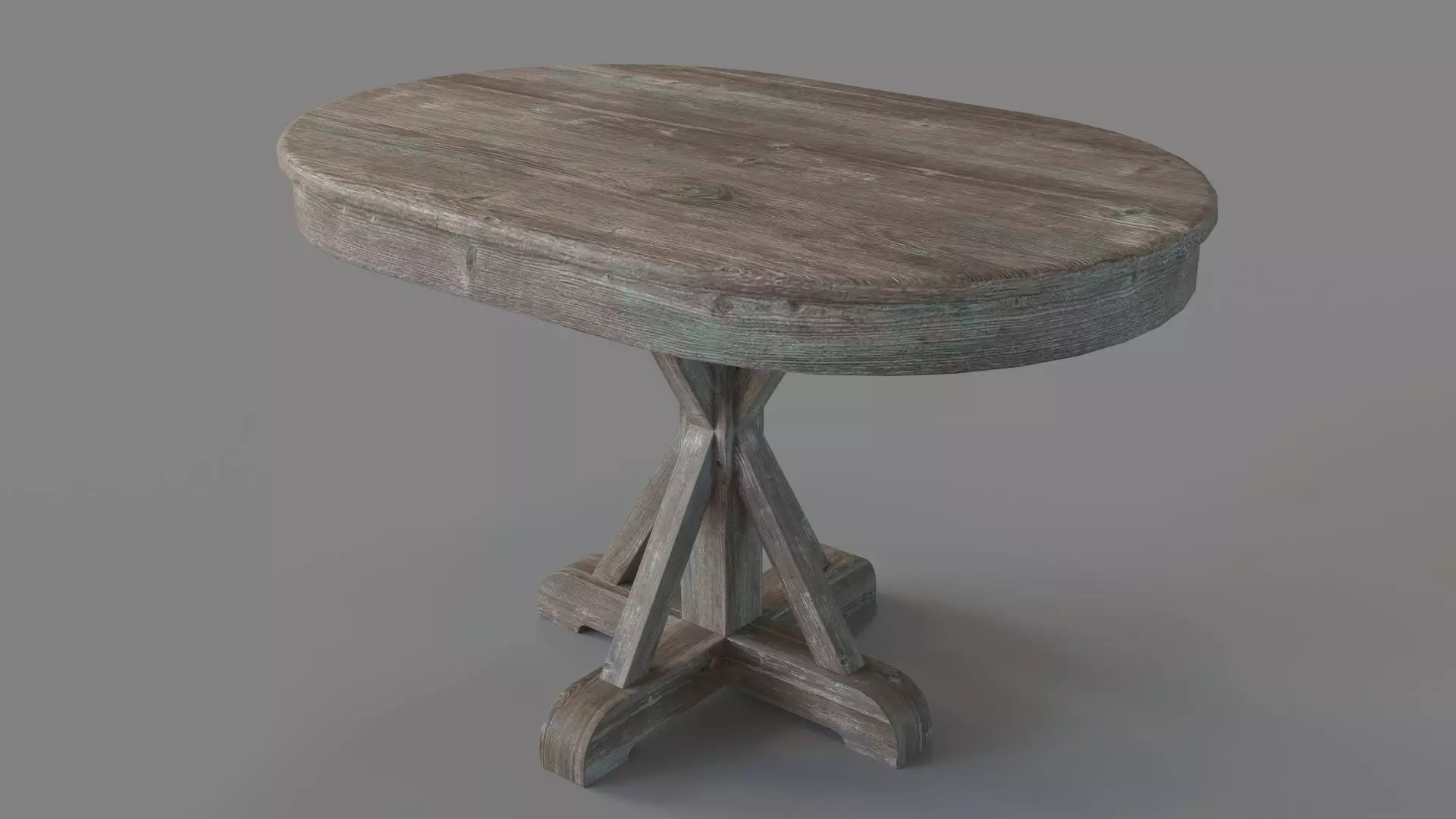 Gerald Pine Oval Dining Table Hand Distressed Brown 3D model_0