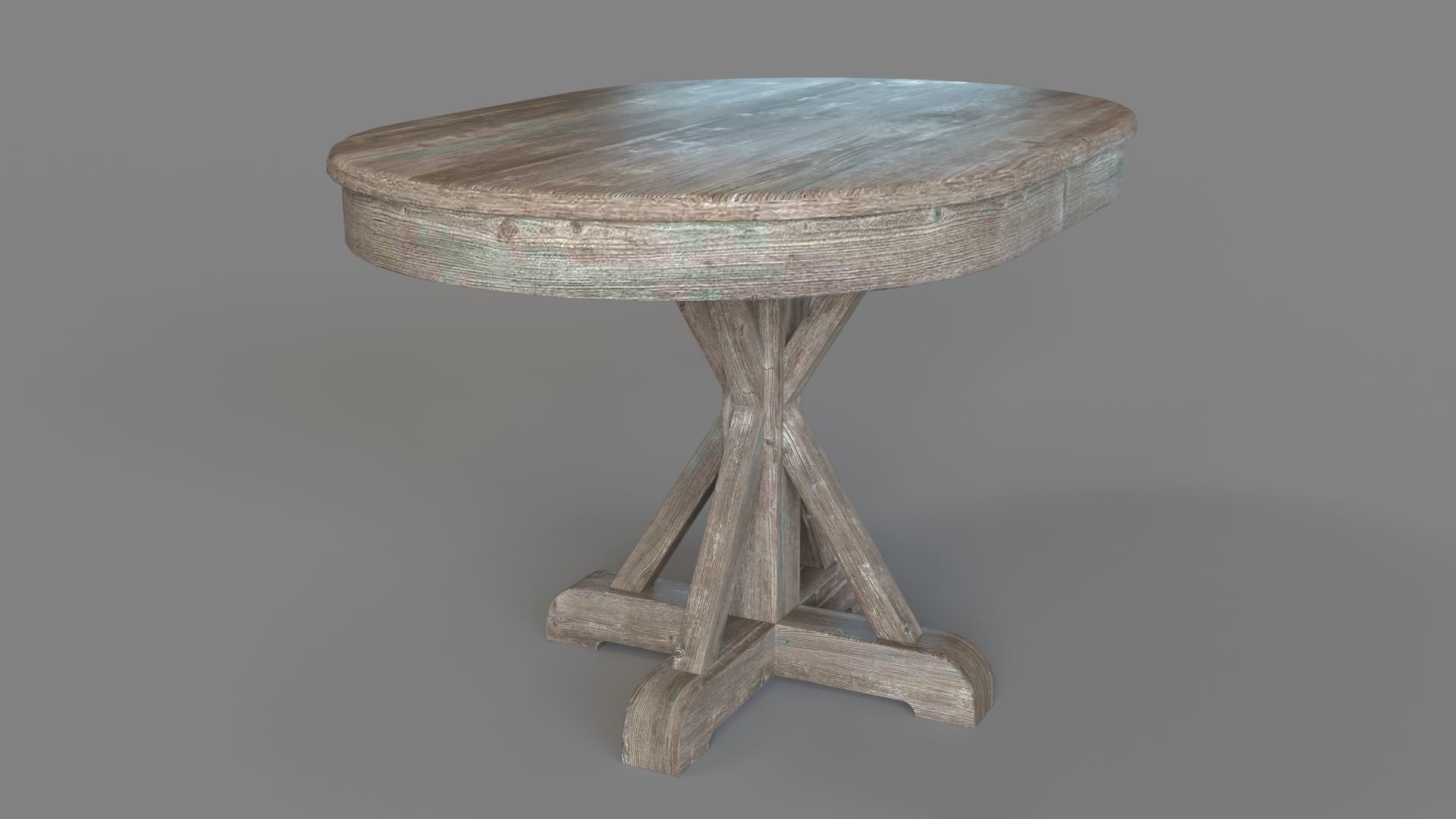 Gerald Pine Oval Dining Table Hand Distressed Brown 3D model_2