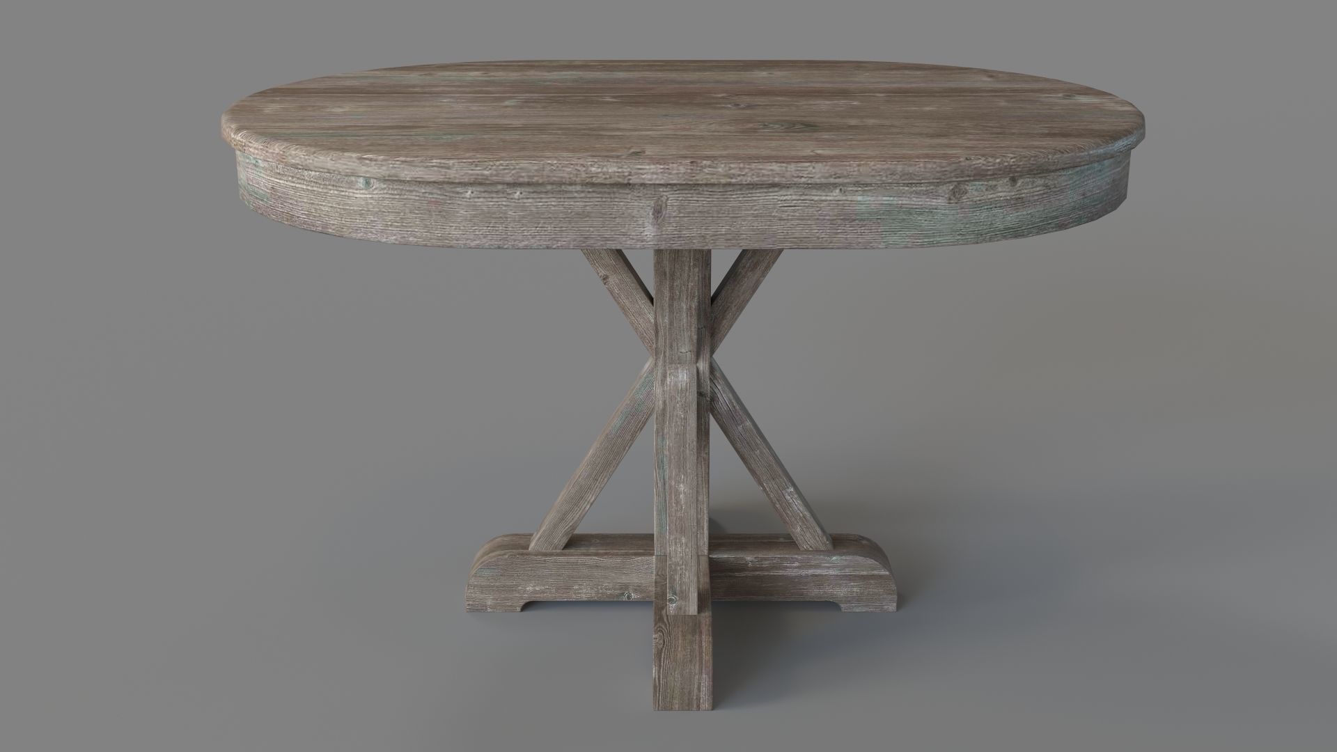 Gerald Pine Oval Dining Table Hand Distressed Brown 3D model_1