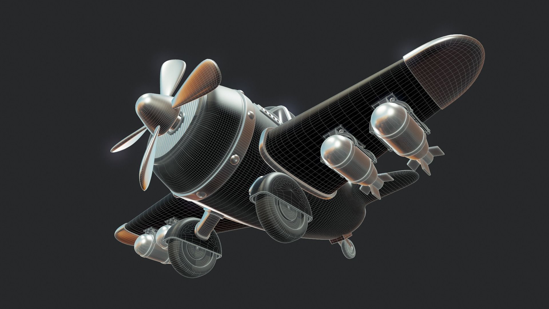 Cartoon Plane - Tutorial Included 3D model_11