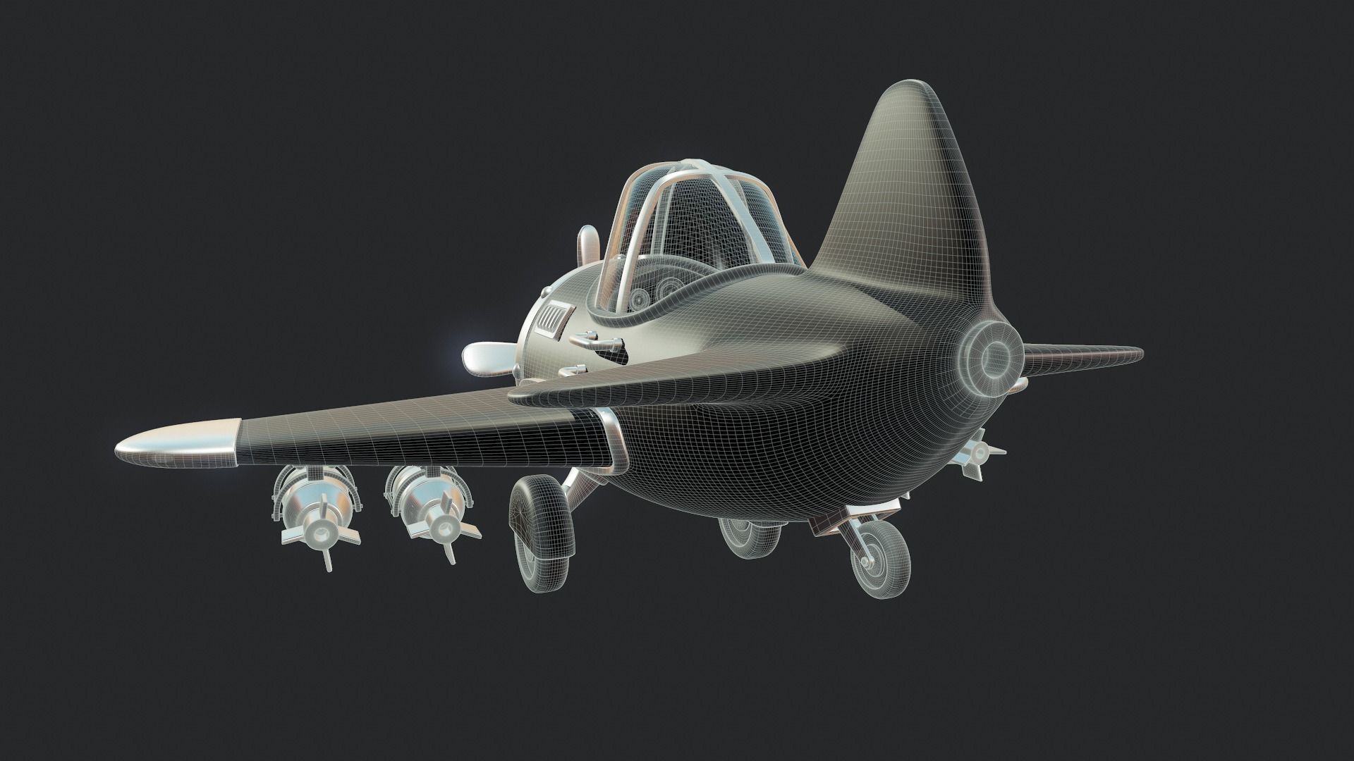 Cartoon Plane - Tutorial Included 3D model_7