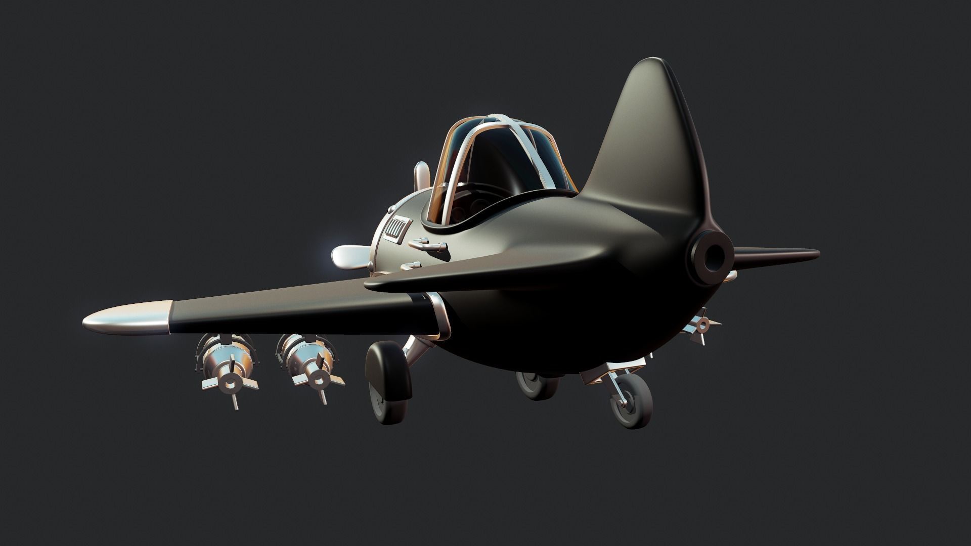 Cartoon Plane - Tutorial Included 3D model_6