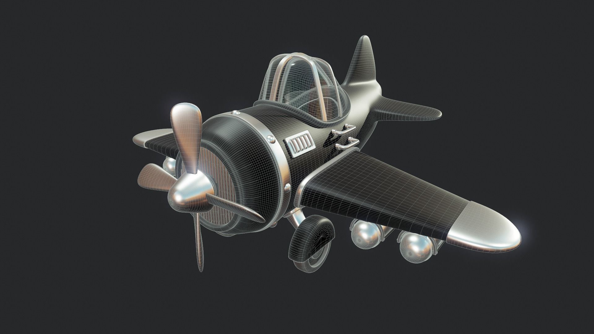 Cartoon Plane - Tutorial Included 3D model_3