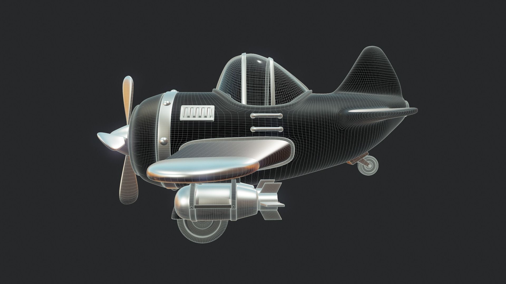 Cartoon Plane - Tutorial Included 3D model_5