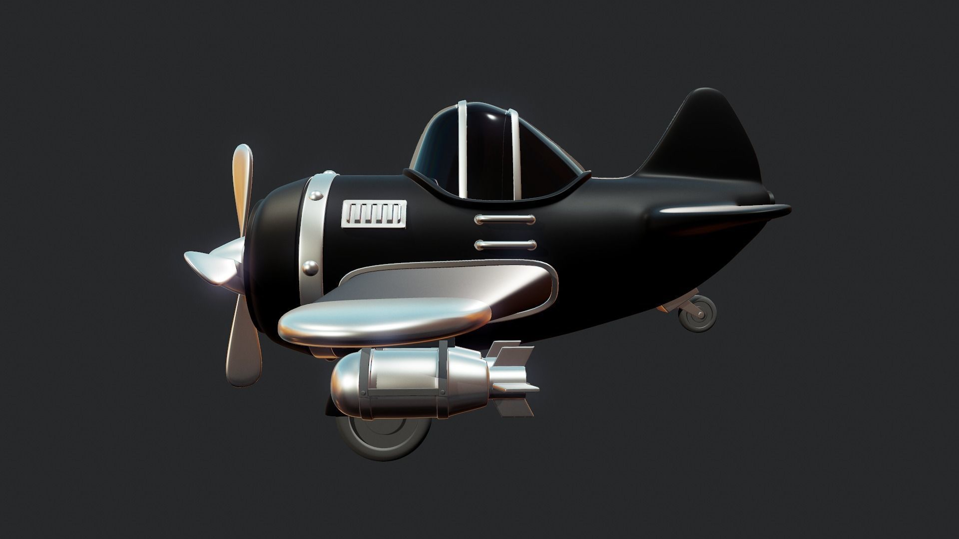 Cartoon Plane - Tutorial Included 3D model_4