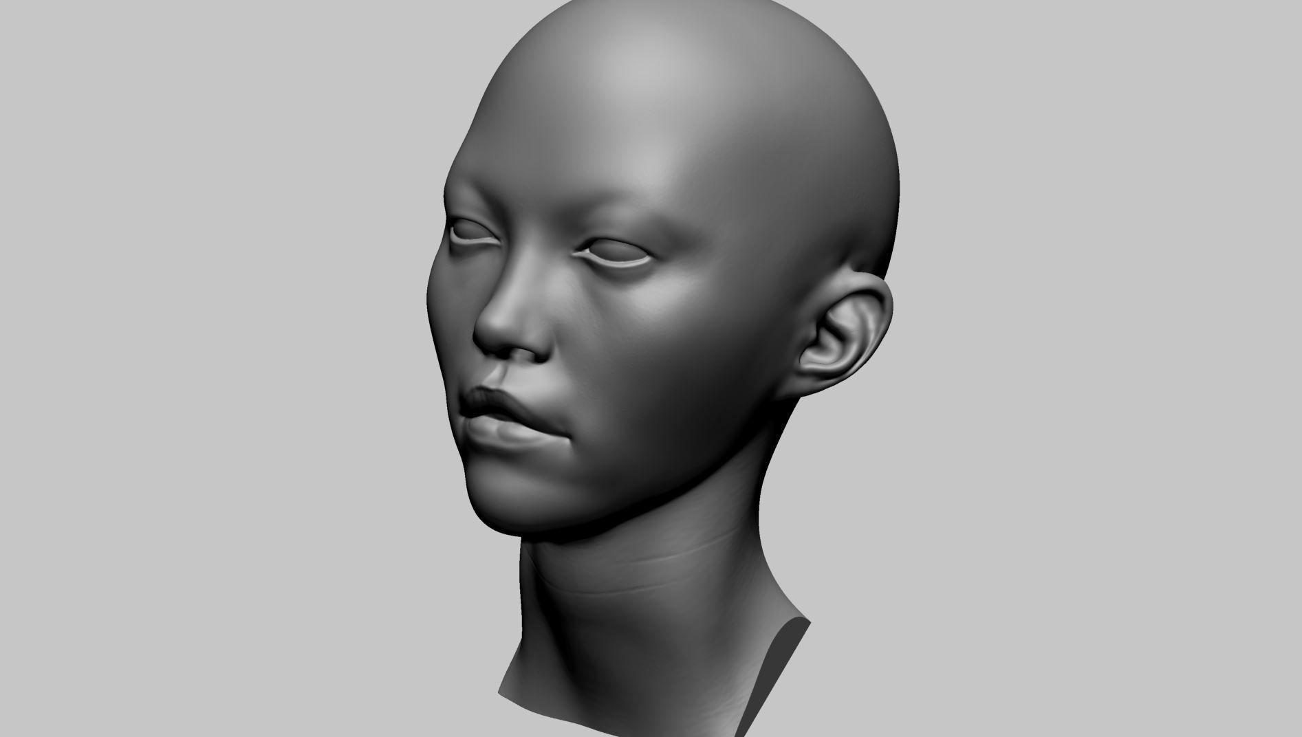 Asian Female Head A Printable 3D print model_7