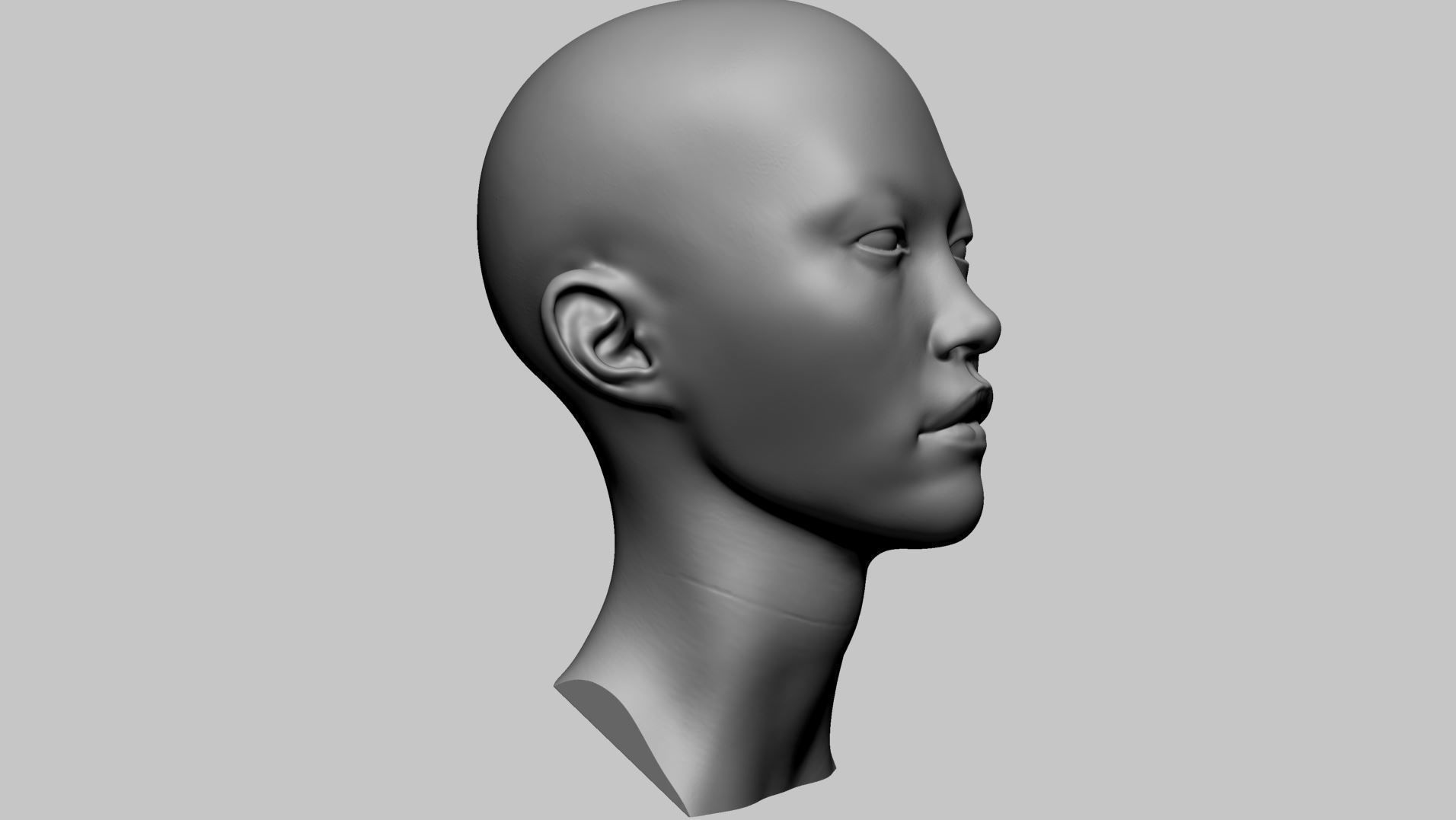 Asian Female Head A Printable 3D print model_1