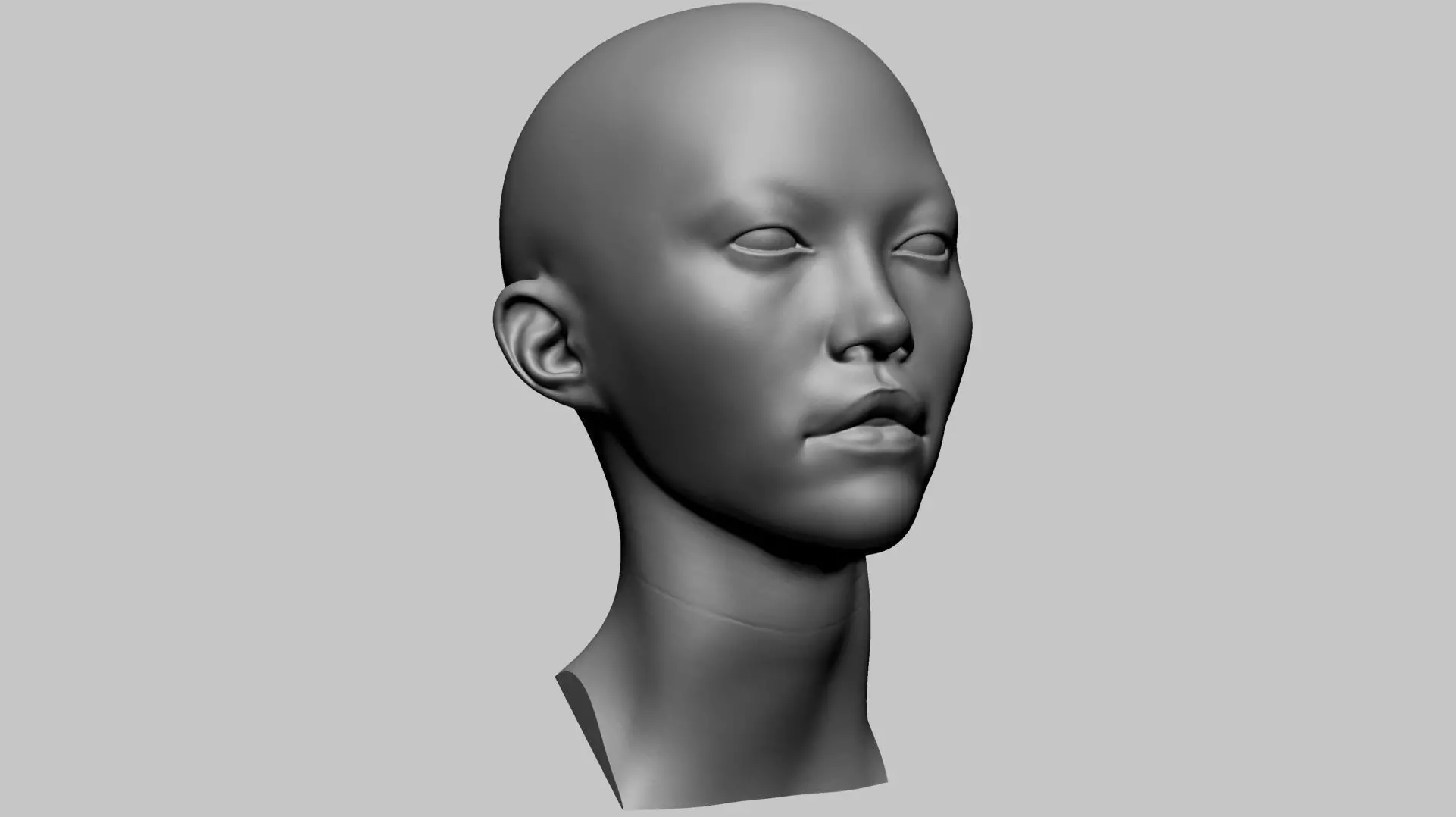 Asian Female Head A Printable 3D print model_0