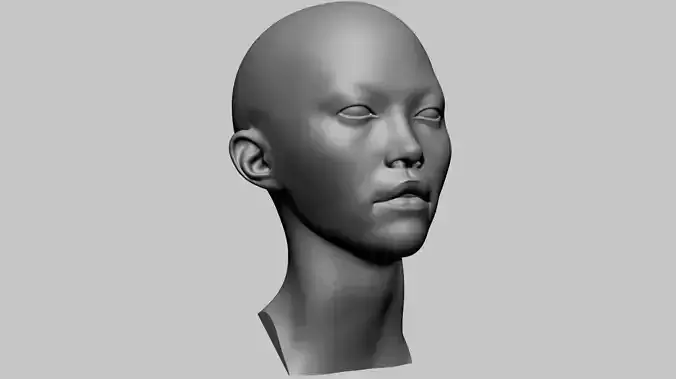 Asian Female Head A Printable 3D print model