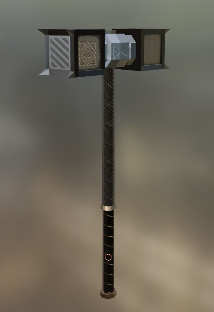 Hammer square box Low-poly 3D model_1