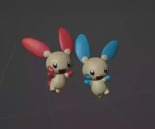 Plusle and Minum pokemon 3D print model 3D print model Plusle and Minum pokemon 3D print model 3D print model
