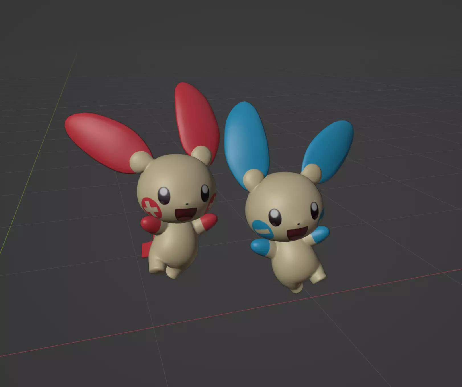 Plusle and Minum pokemon 3D print model 3D print model_0