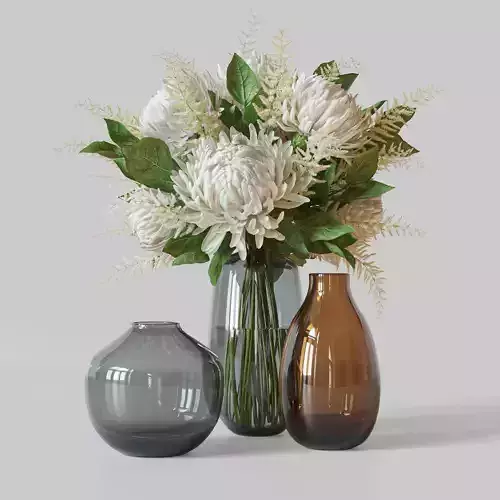 Flower Set 050 white Chrysanthemum Astilbe